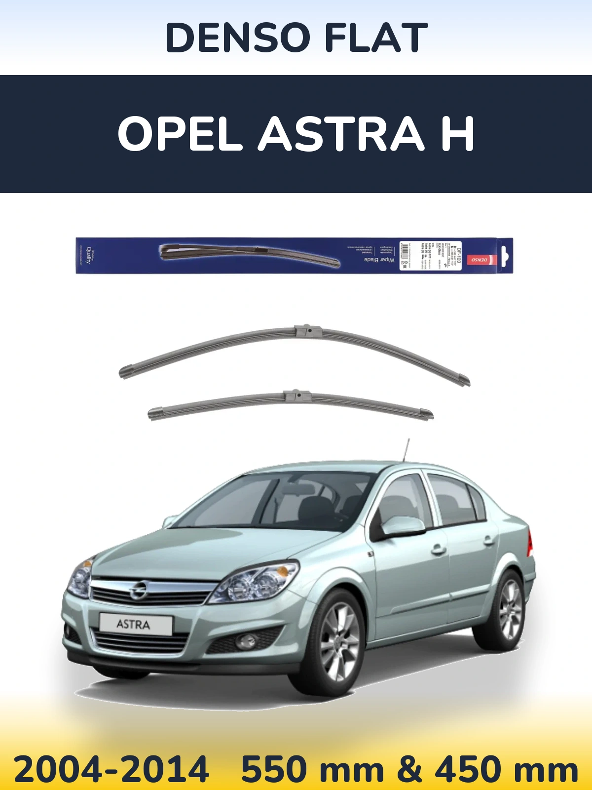 Front wiper blade set Denso Flat 550 & 450 мм for Opel Astra H 2004-2014