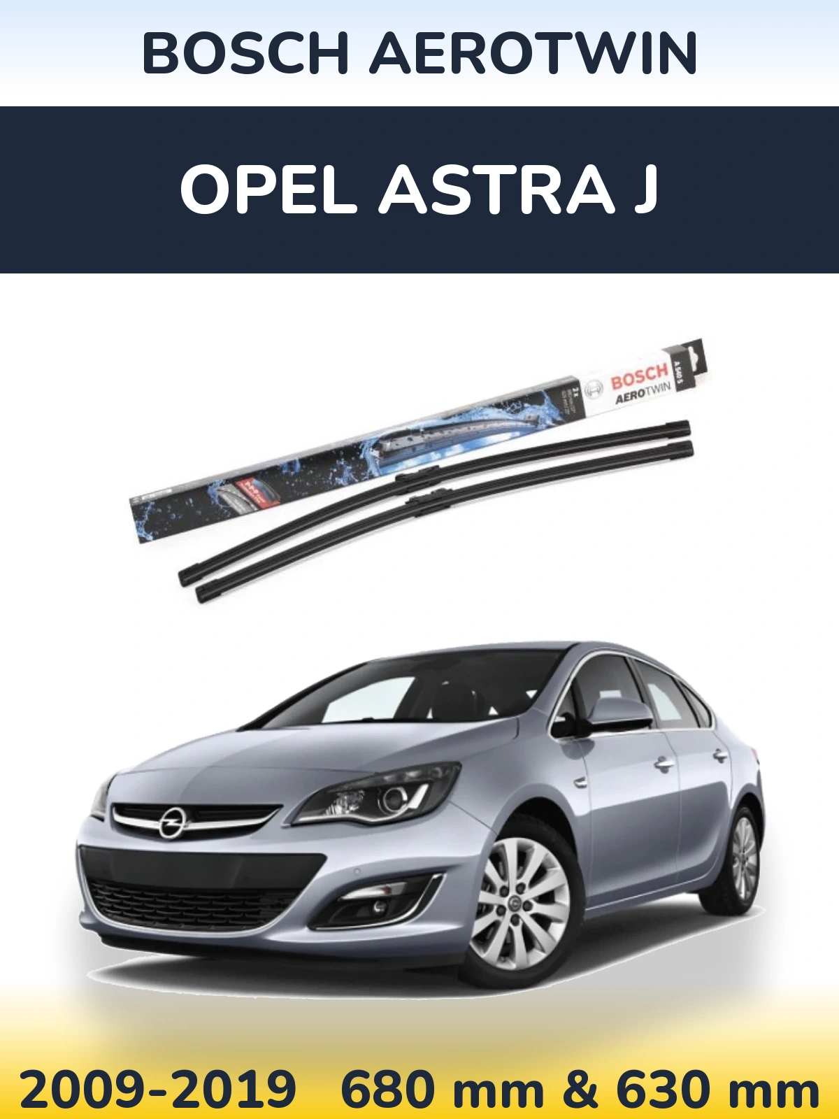 Комплект передніх щіток BOSCH AeroTwin 675 & 625 мм для Opel Astra J 2009-2019