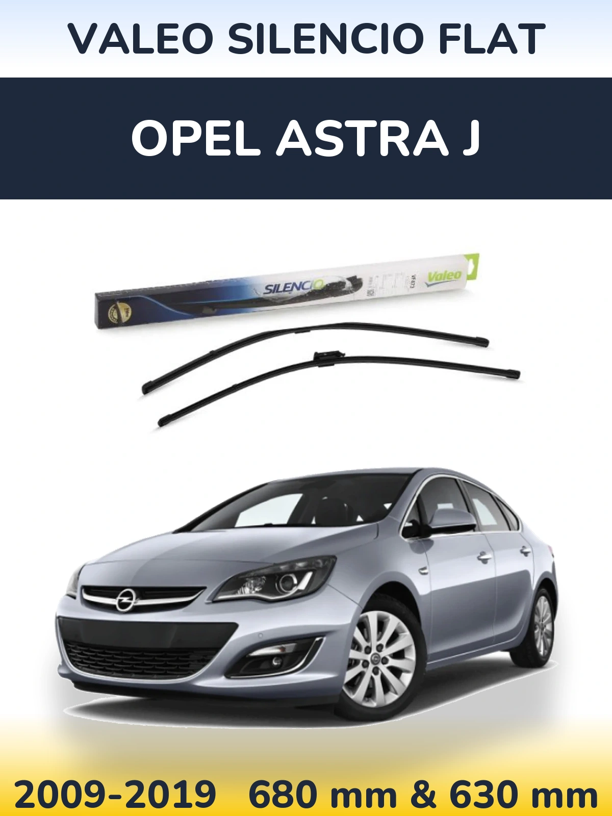 Комплект передніх щіток Valeo Silencio Flat 650 & 650 мм для Opel Astra J 2009-2019