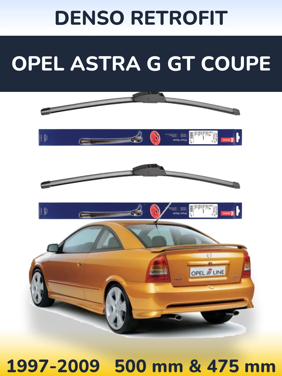 Комплект передніх щіток Denso Retrofit 500 & 475 мм для Opel Astra G GT coupe 1997-2009