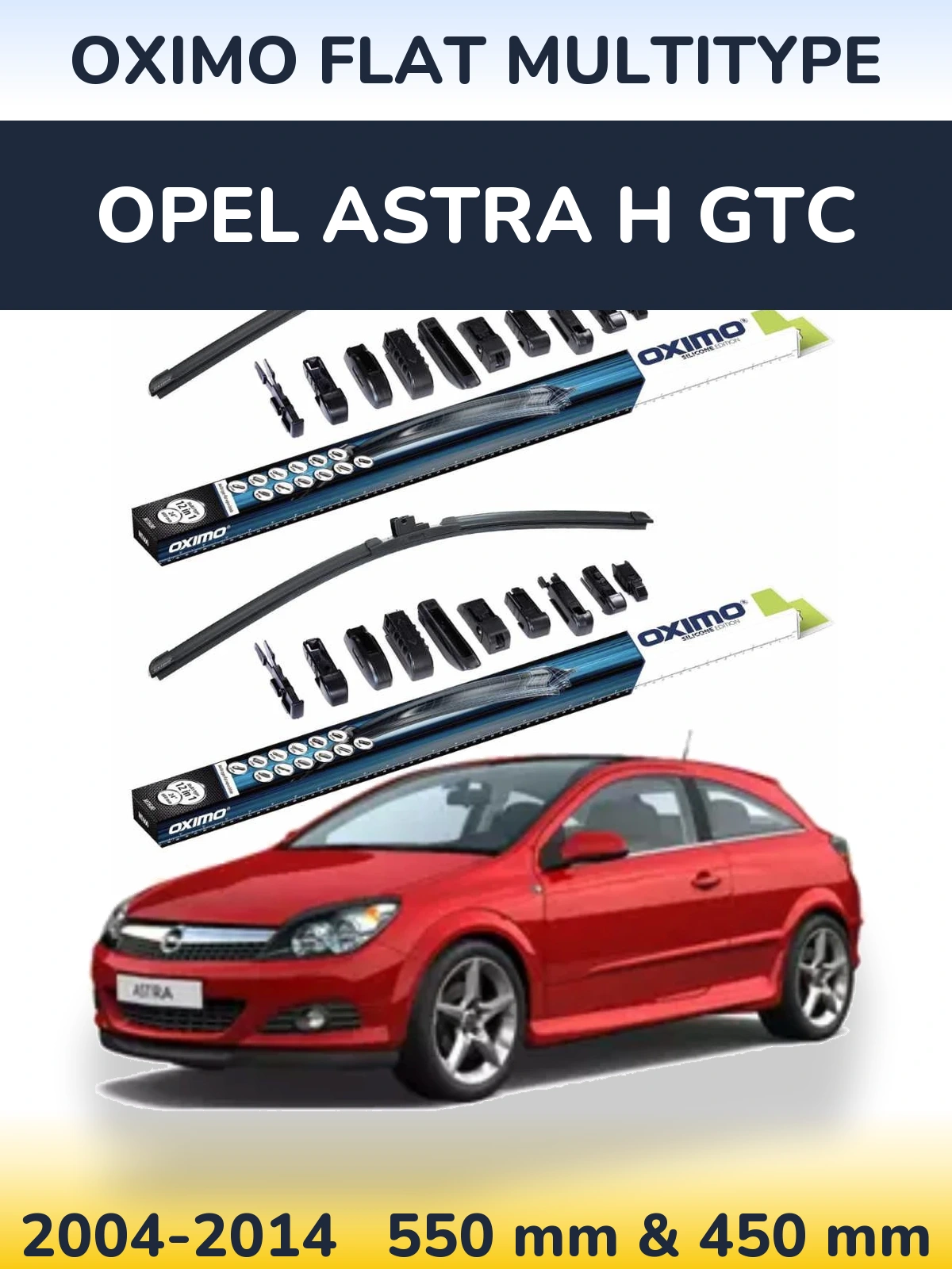Комплект передних дворников Oximo Flat MultiТипe 550 & 450 мм для Opel Astra H GTC 2004-2014