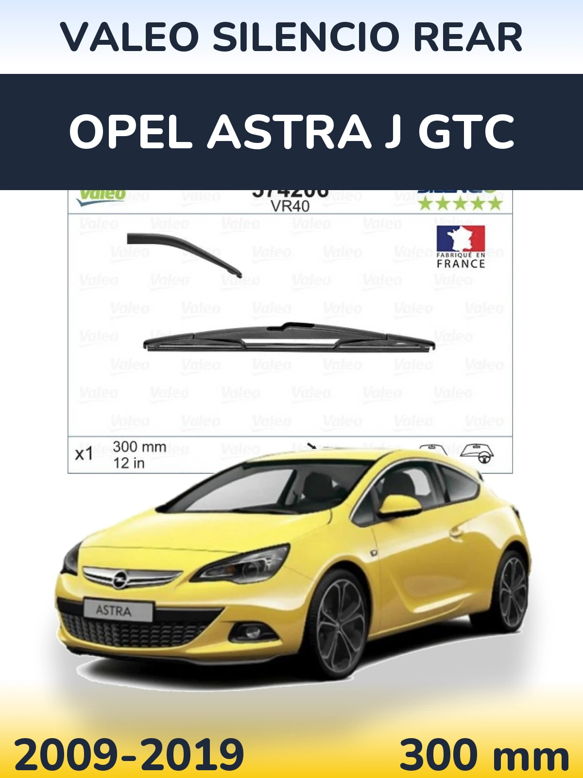 Rear wiper blade Valeo Silencio Rear 300 мм for Opel Astra J GTC 2009-2019
