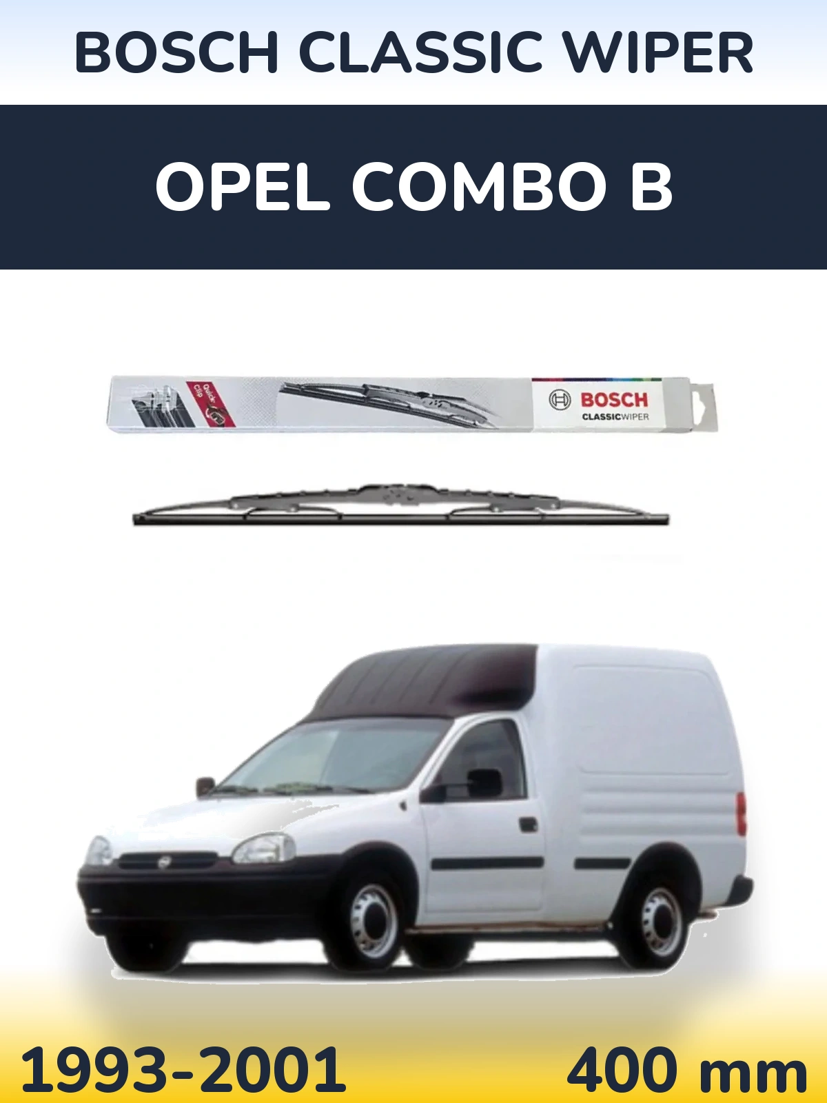 Rear wiper blade BOSCH Classic Wiper 400 mm for Opel Combo B 1993-2001