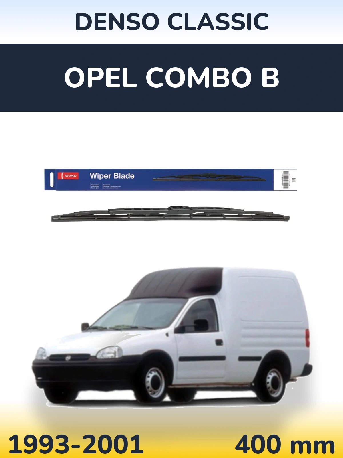 Rear wiper blade Denso Classic 400 mm for Opel Combo B 1993-2001