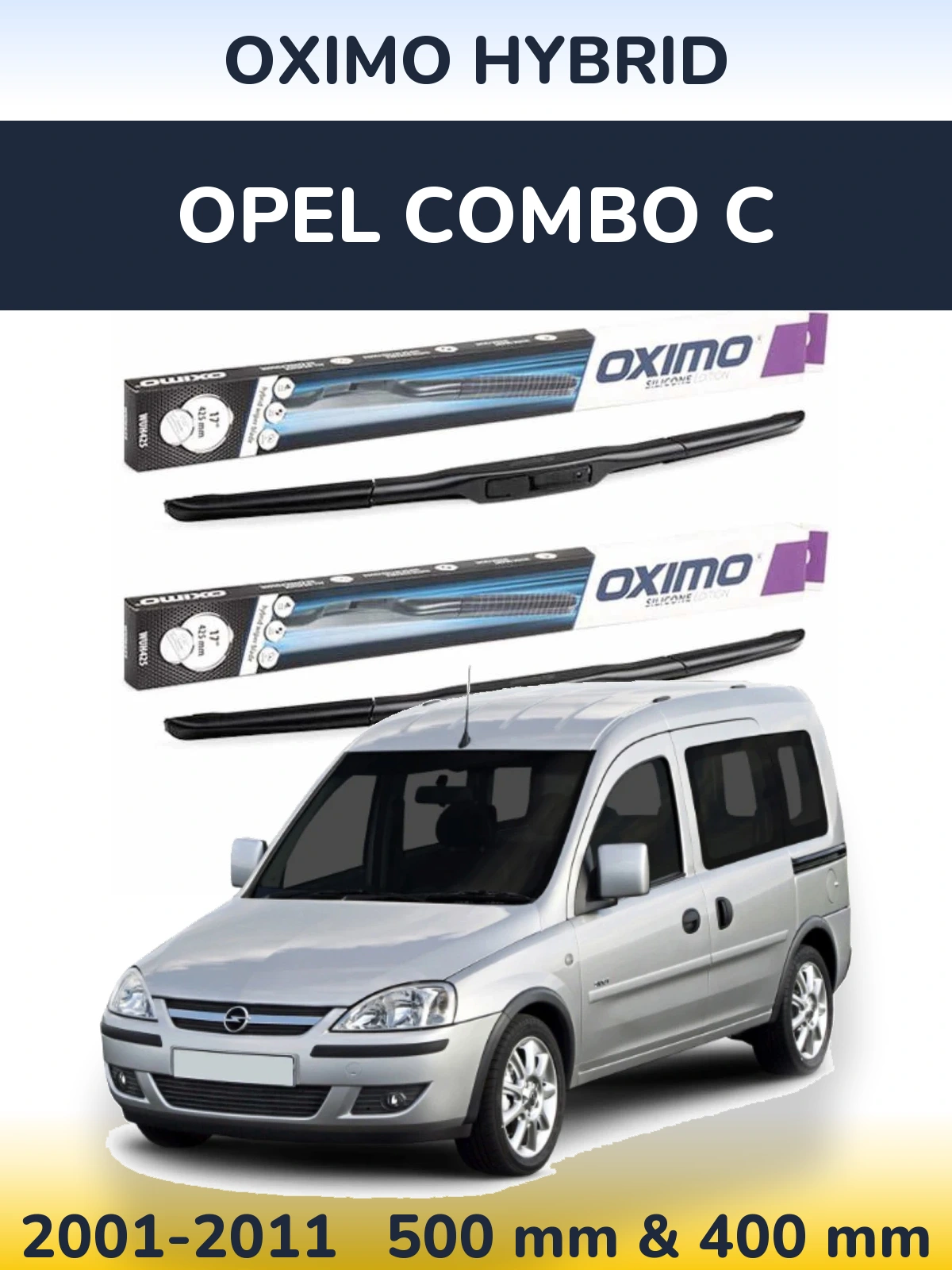 Front wiper blade set Oximo Hybrid 500 & 400 мм for Opel Combo C 2001-2011