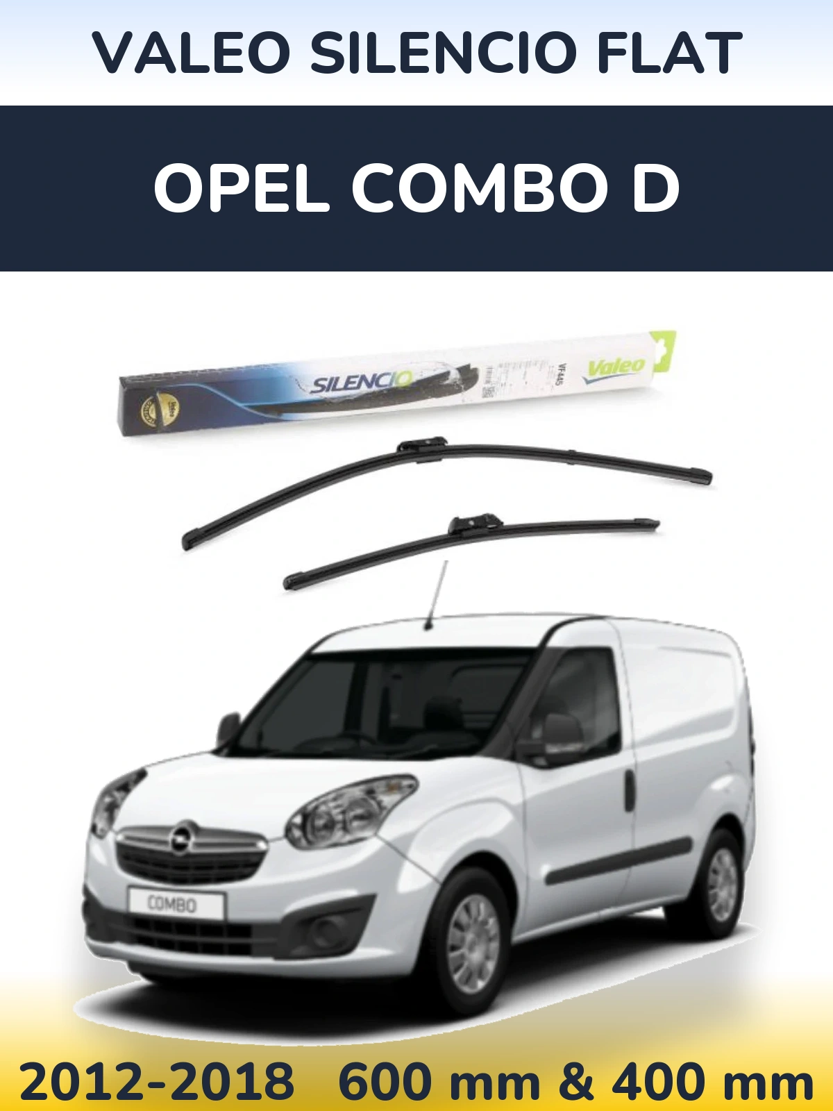 Front wiper blade set Valeo Silencio Flat 600 & 400 мм for Opel Combo D 2012-2018