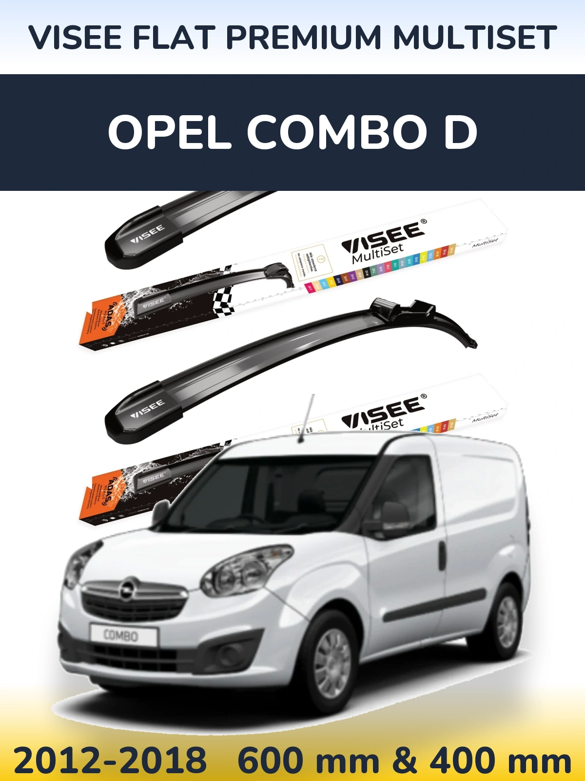 Front wiper blade set VISEE FLAT PREMIUM MultiSet 600 & 400 мм for Opel Combo D 2012-2018