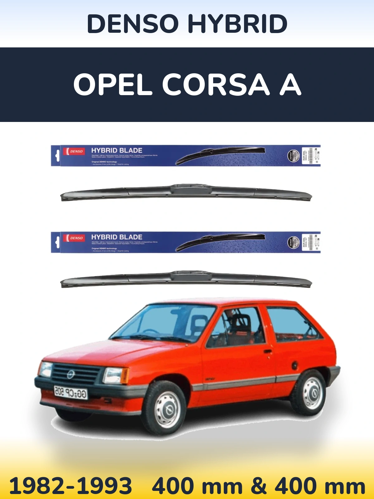 Комплект передних дворников Denso Hybrid 400 & 400 мм для Opel Corsa A 1982-1993