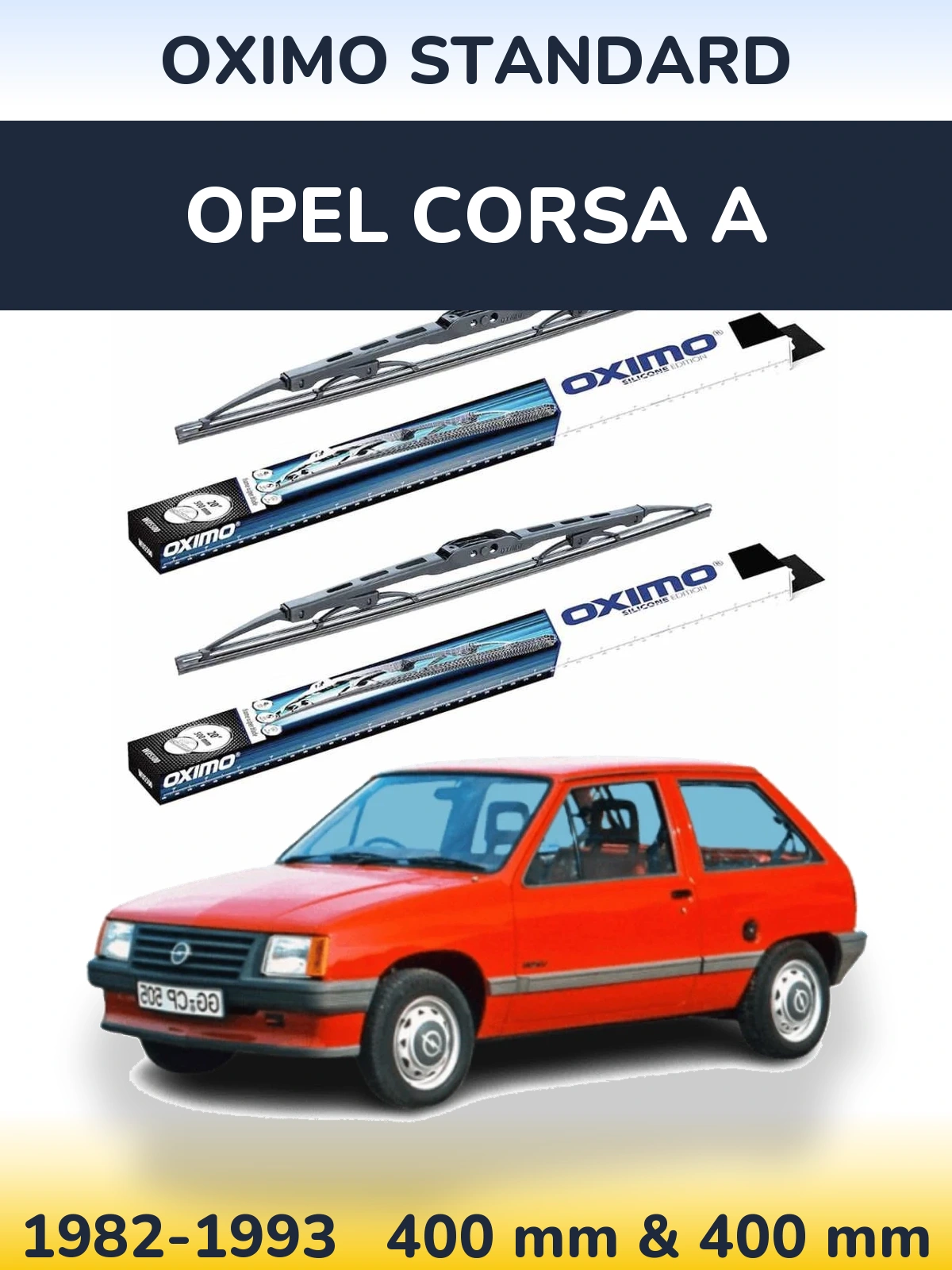 Front wiper blade set Oximo Standard 400 & 400 мм for Opel Corsa A 1982-1993