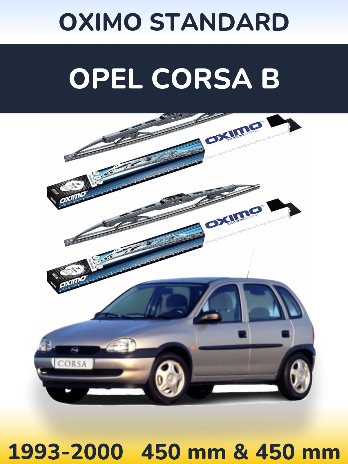 Front wiper blade set Oximo Standard 450 & 450 мм for Opel Corsa B 1993-2000