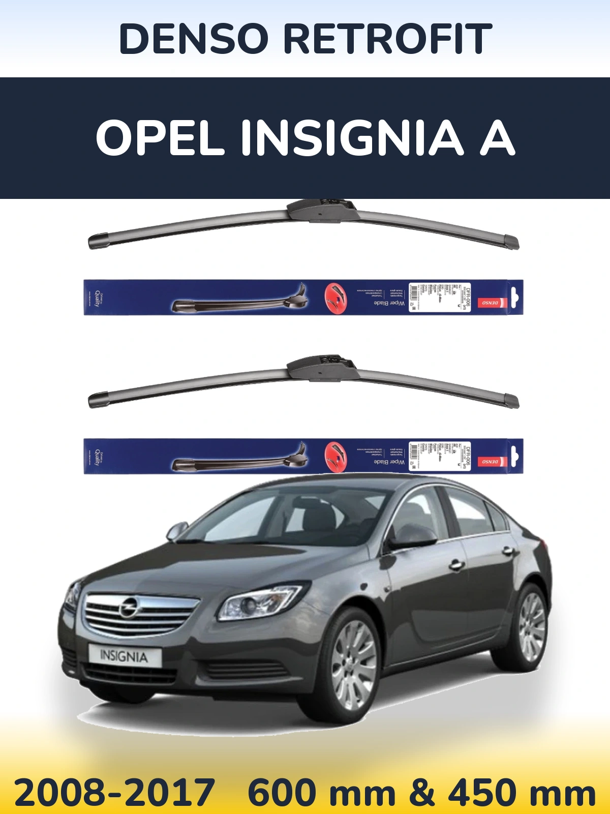 Komplet przednich wycieraczek Denso Retrofit 600 & 450 mm do Opel Insignia A 2008-2017