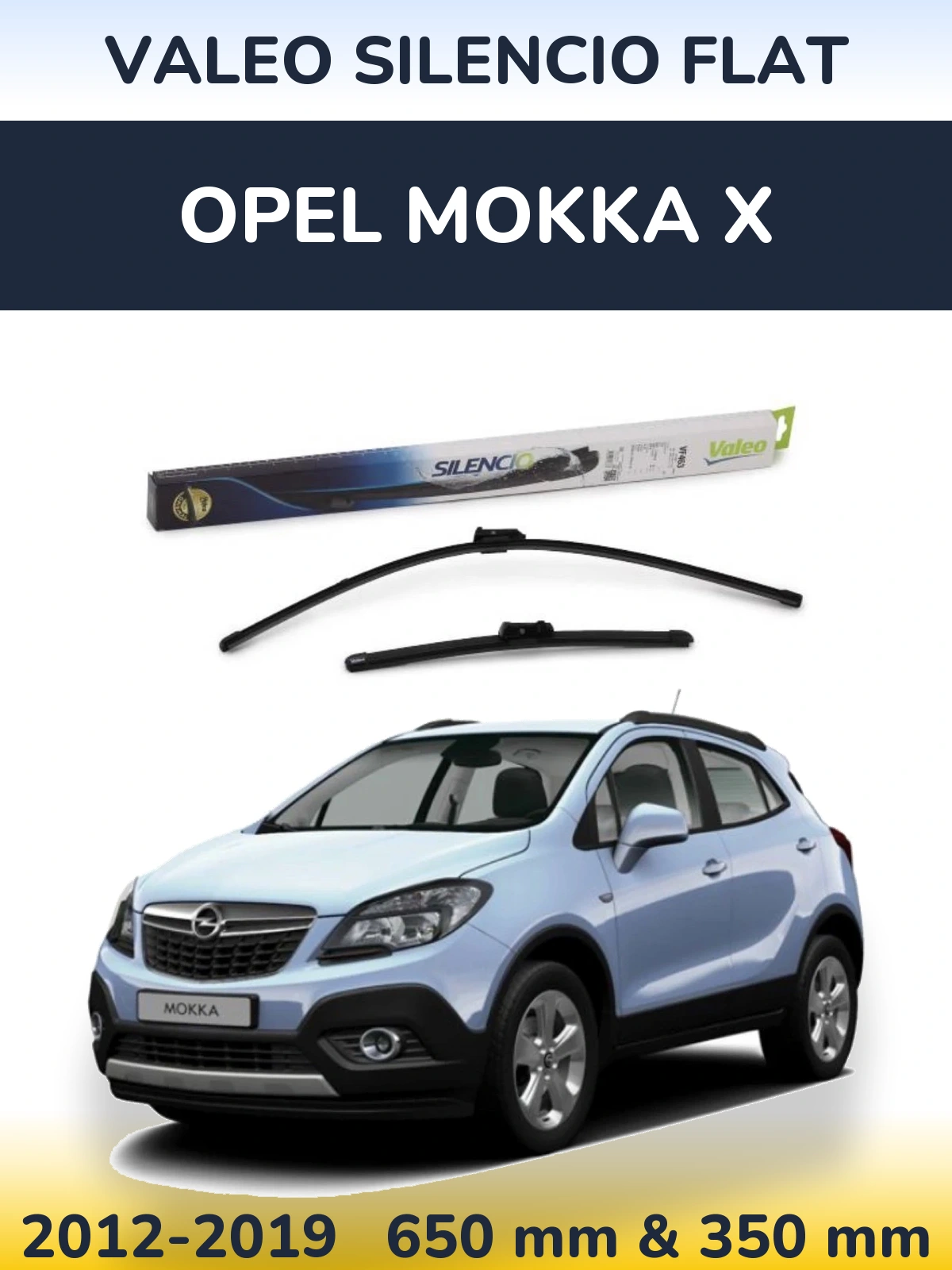 Front wiper blade set Valeo Silencio Flat 650 & 350 мм for Opel Mokka X 2012-2019