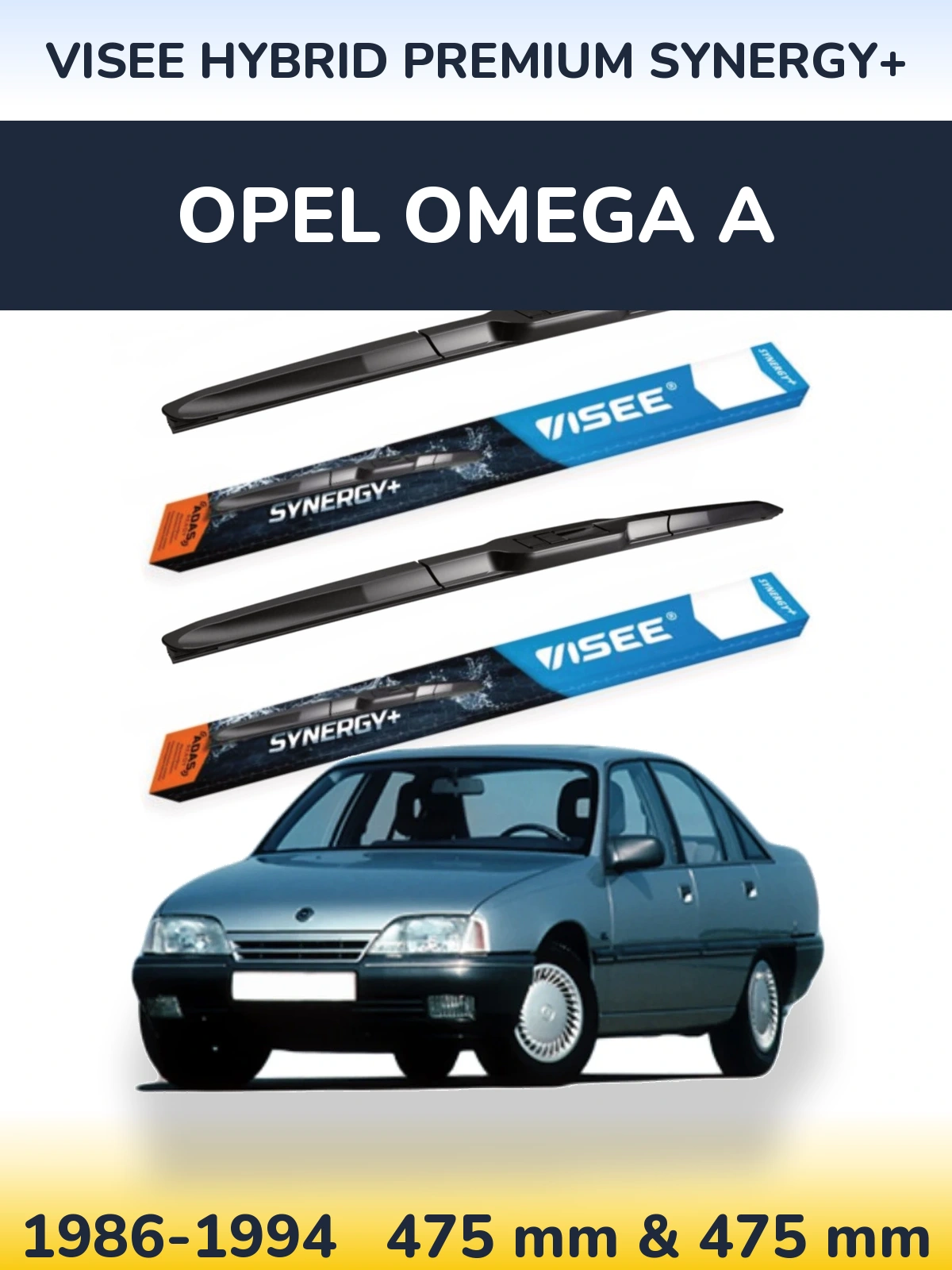 Front wiper blade set VISEE HYBRID PREMIUM SYNERGY+ 475 & 475 мм for Opel Omega A 1986-1994