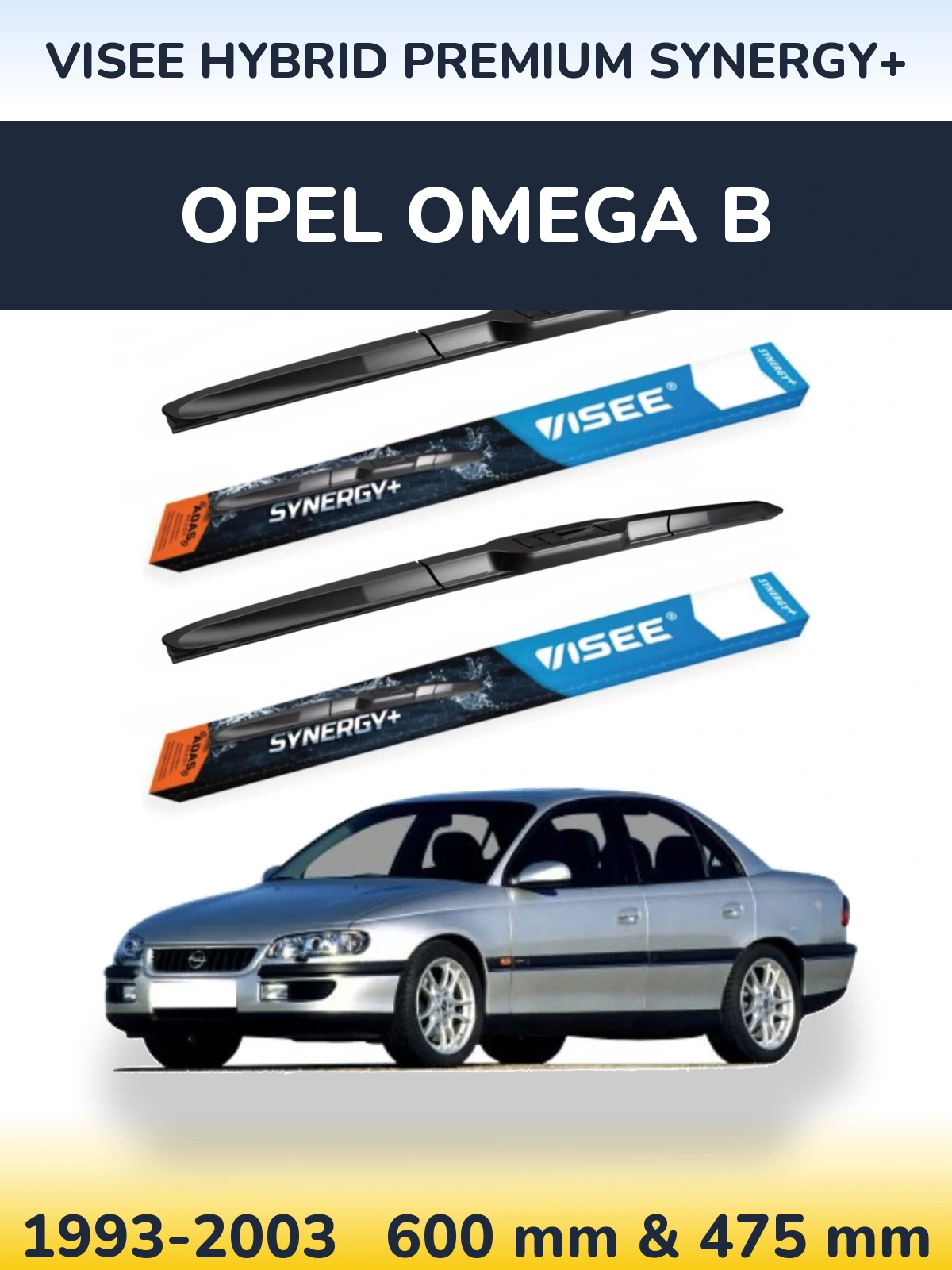 Komplet przednich wycieraczek VISEE HYBRID PREMIUM SYNERGY+ 600 & 475 mm do Opel Omega B 1993-2003