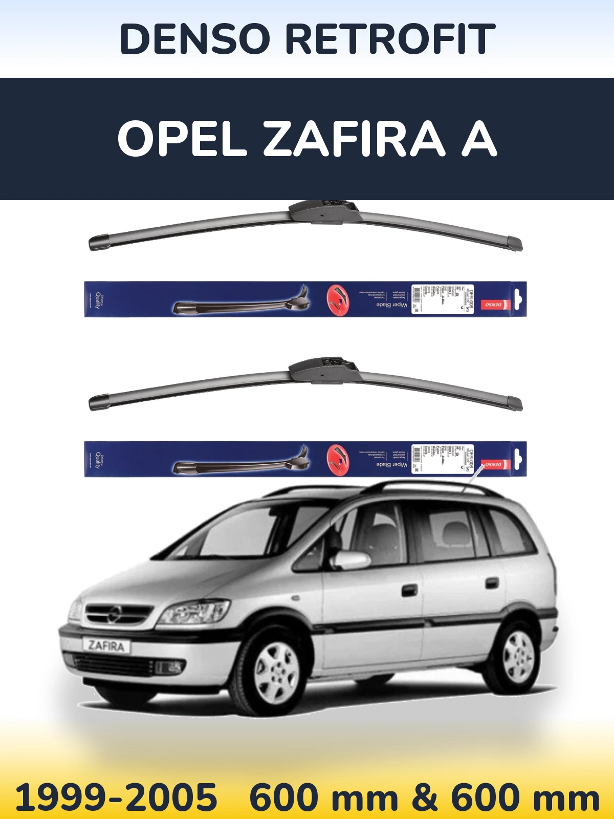 Front wiper blade set Denso Retrofit 600 & 600 мм for Opel Zafira A 1999-2005