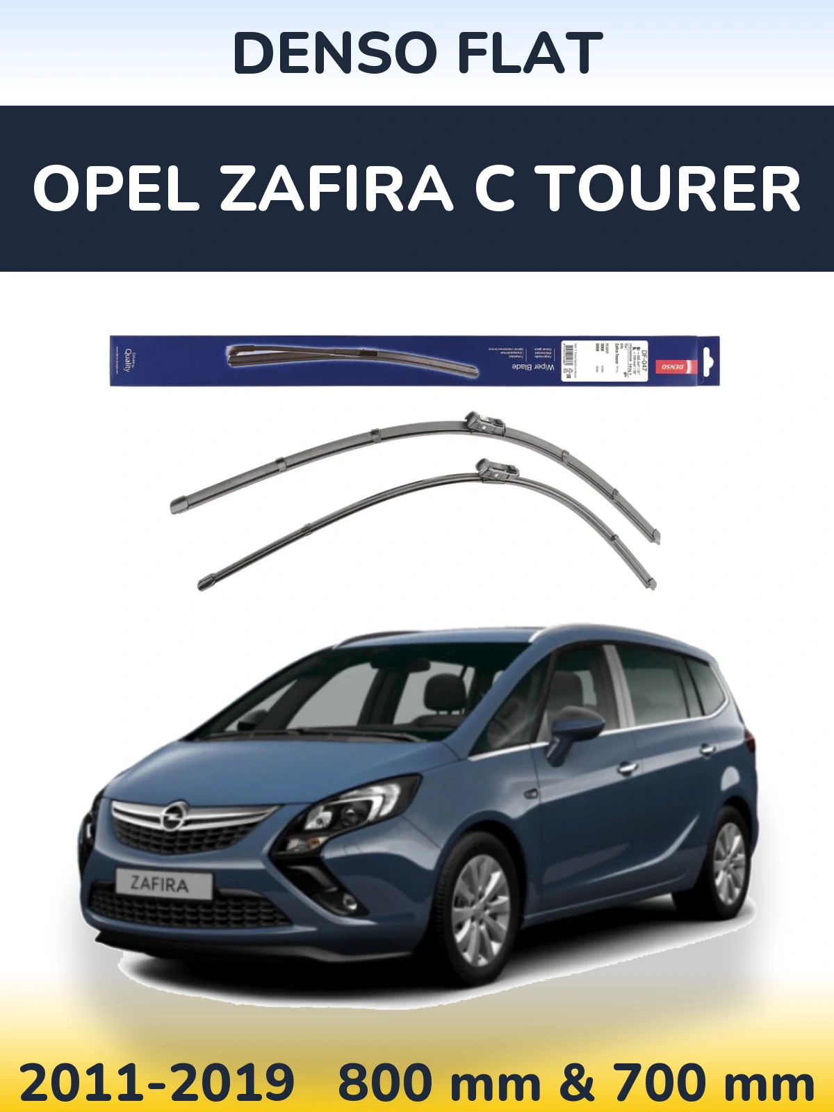 Front wiper blade set Denso Flat 800 & 700 мм for Opel Zafira C Tourer 2011-2019
