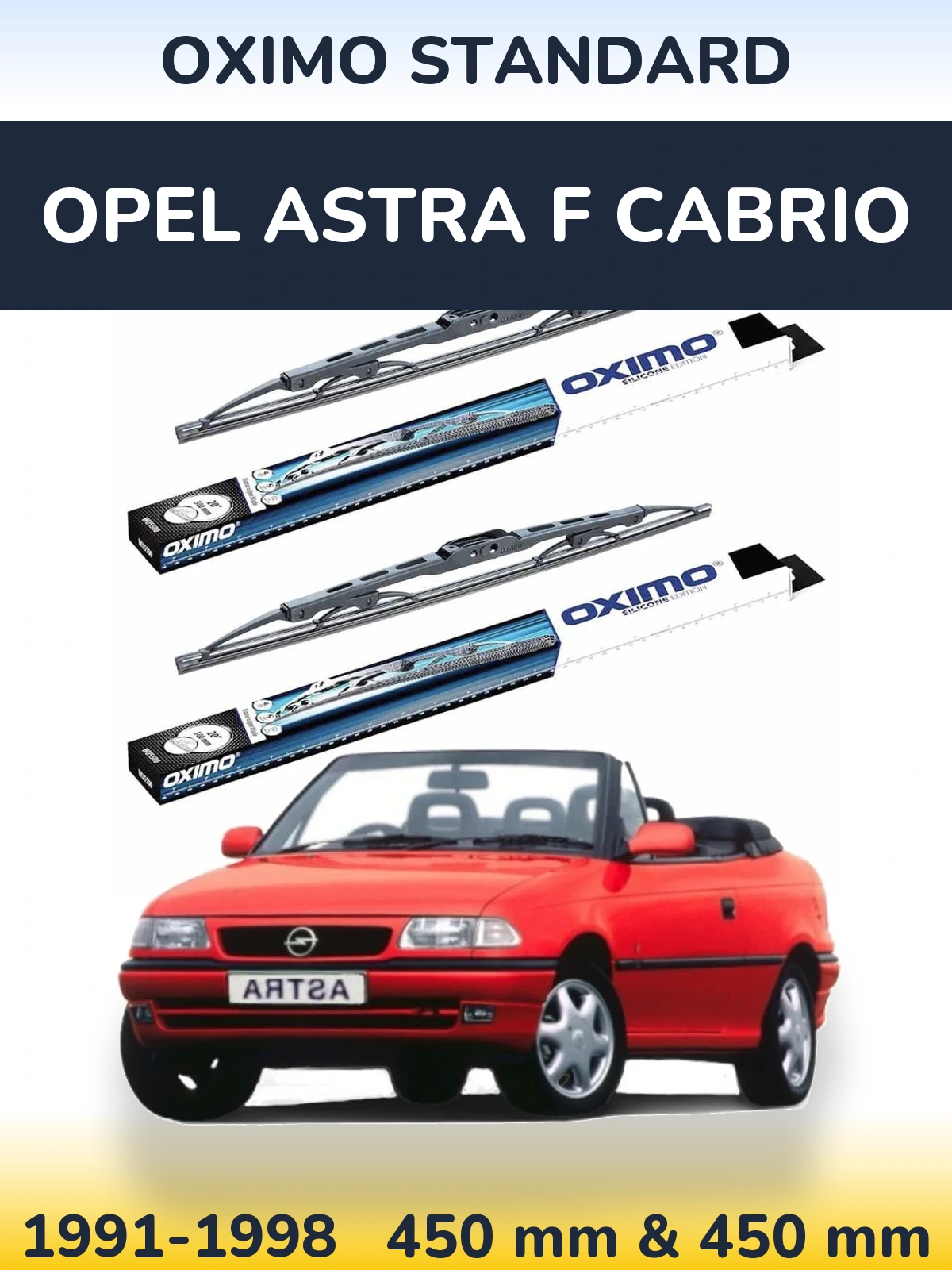 Front wiper blade set Oximo Standard 450 & 450 мм for Opel Astra F cabrio 1991-1998