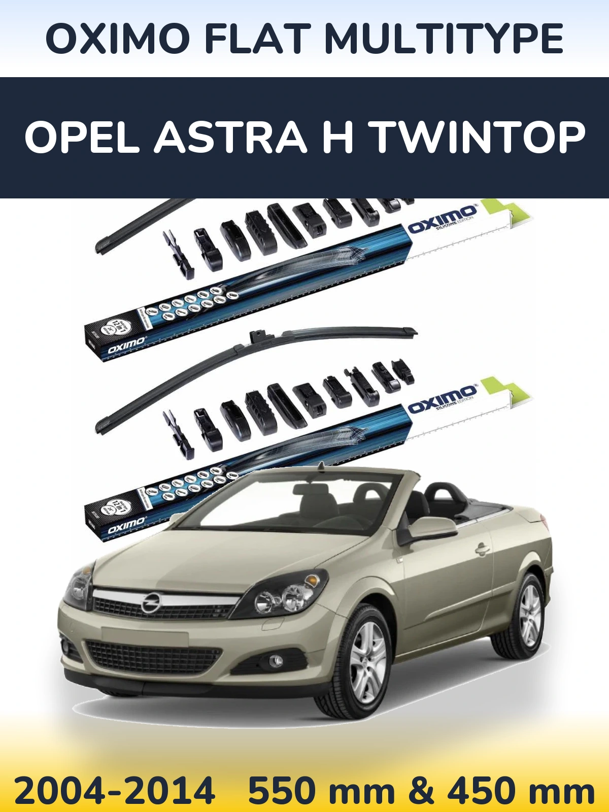 Комплект передних дворников Oximo Flat MultiТипe 550 & 450 мм для Opel Astra H TwinTop 2004-2014