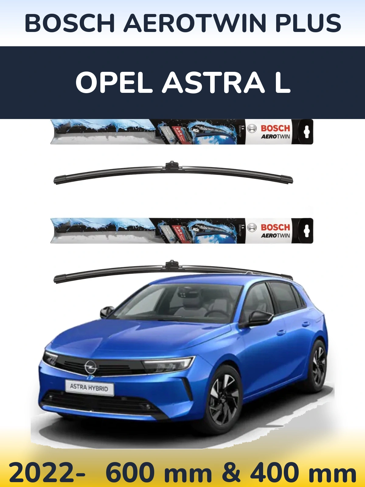 Комплект передніх щіток BOSCH AeroTwin Plus 600 & 400 мм для Opel Astra L 2022-2026