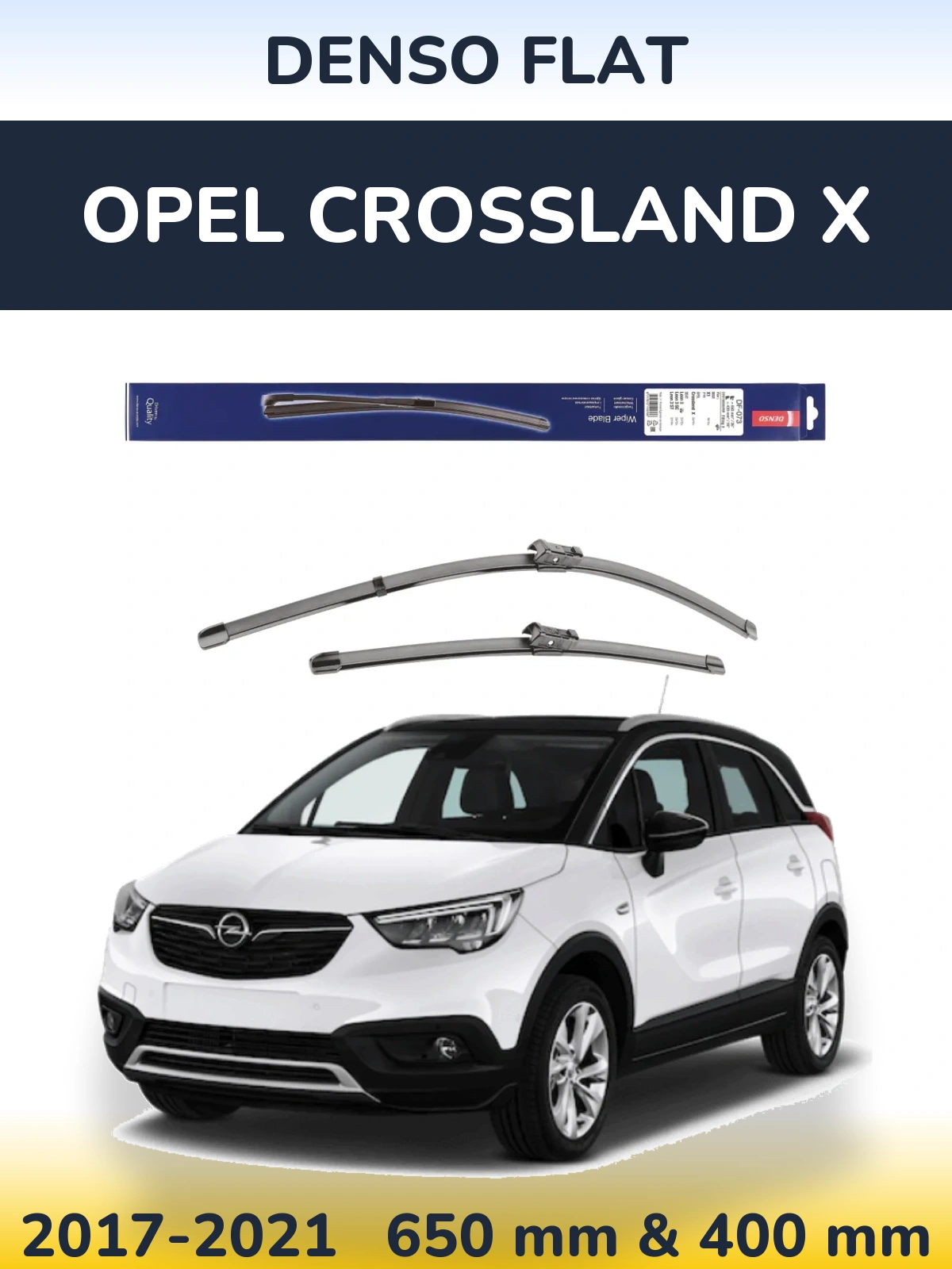 Front wiper blade set Denso Flat 650 & 400 мм for Opel Crossland X 2017-2021