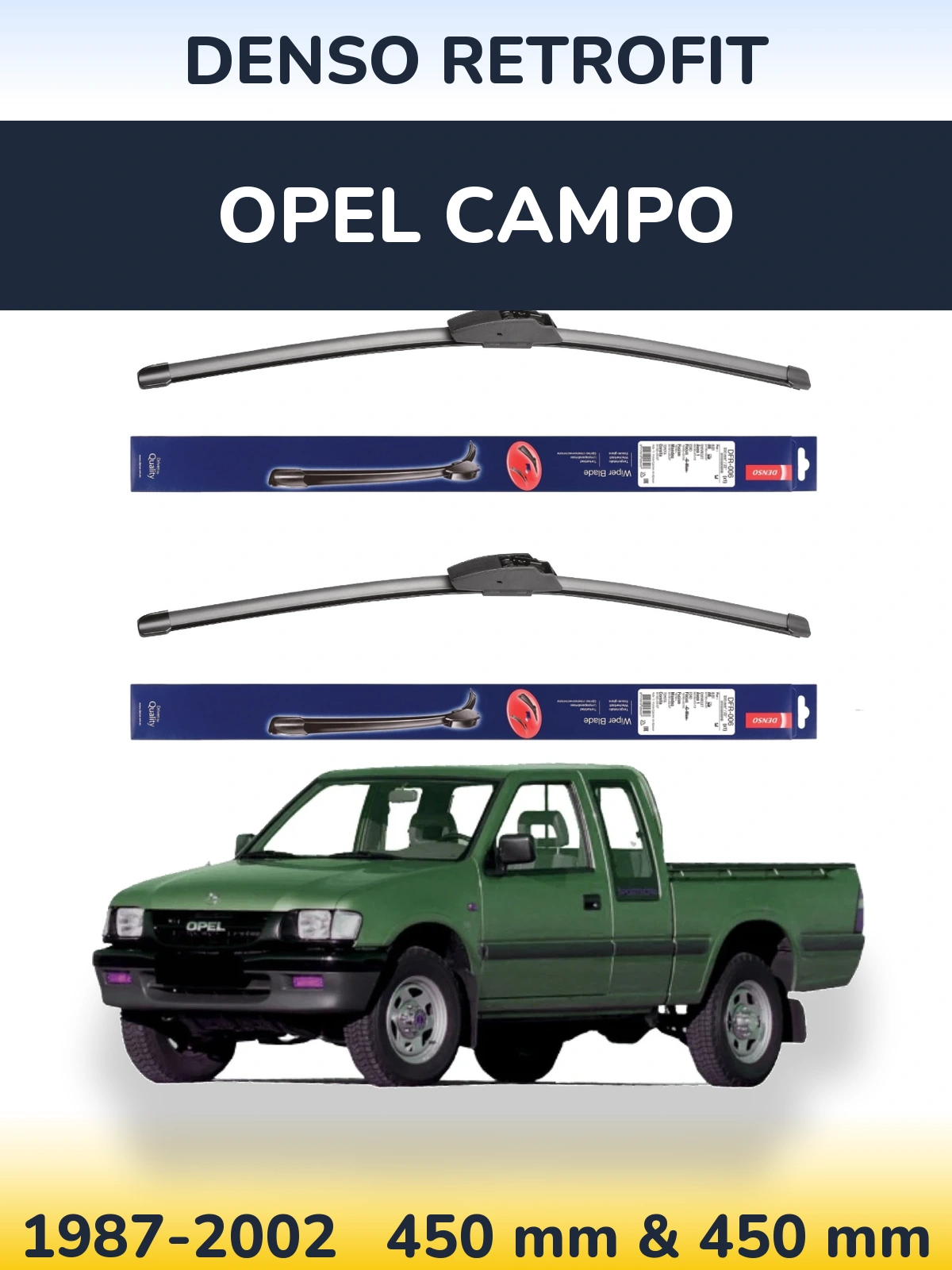 Комплект передних дворников Denso Retrofit 450 & 450 мм для Opel Campo 1987-2002