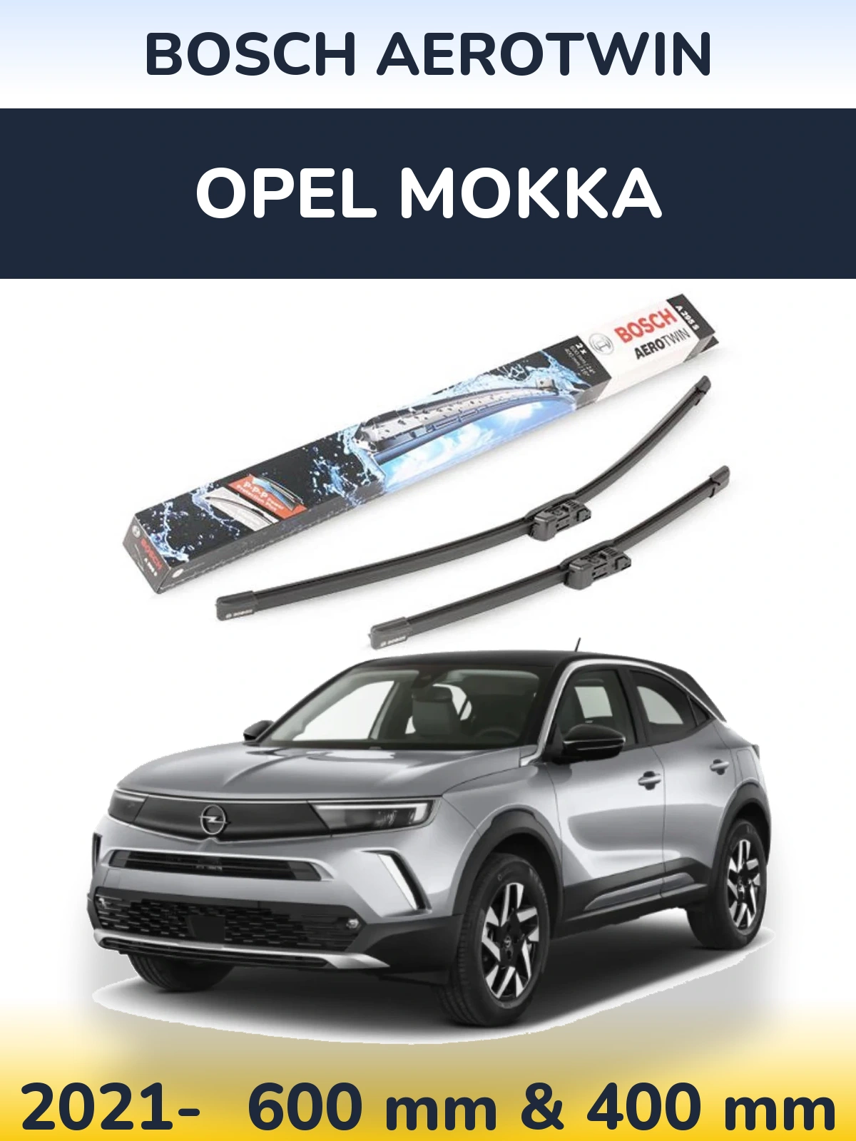Комплект передніх щіток BOSCH AeroTwin 600 & 400 мм для Opel Mokka 2021-2026