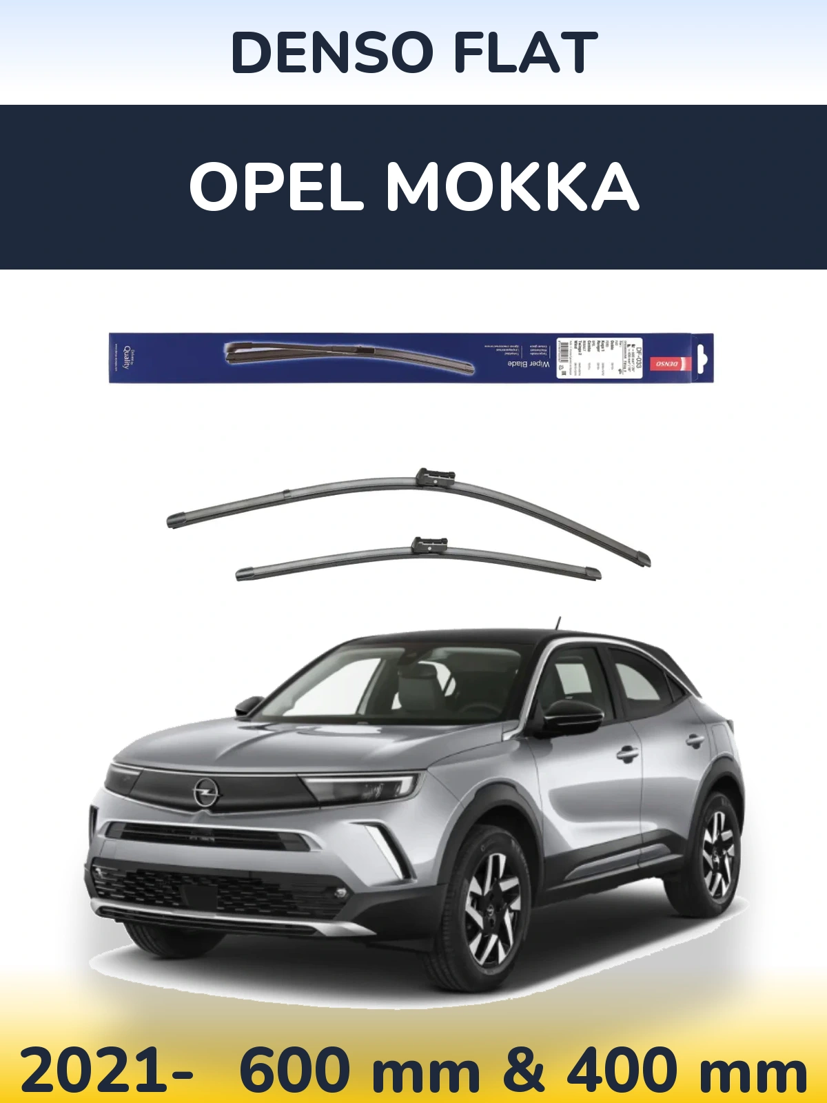 Комплект передніх щіток Denso Flat 600 & 400 мм для Opel Mokka 2021-2026