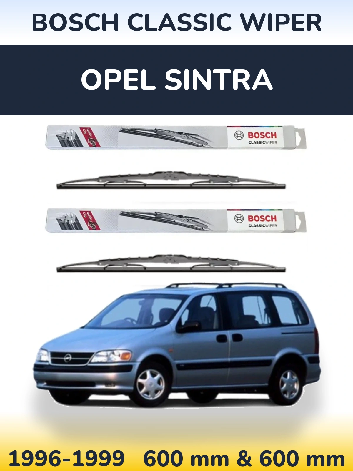 Front wiper blade set BOSCH Classic Wiper 600 & 600 мм for Opel Sintra 1996-1999