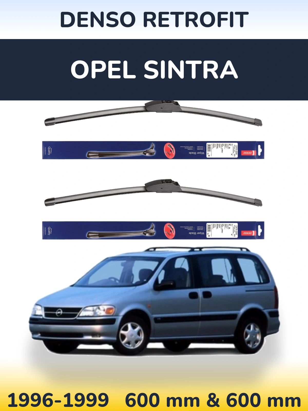 Front wiper blade set Denso Retrofit 600 & 600 мм for Opel Sintra 1996-1999