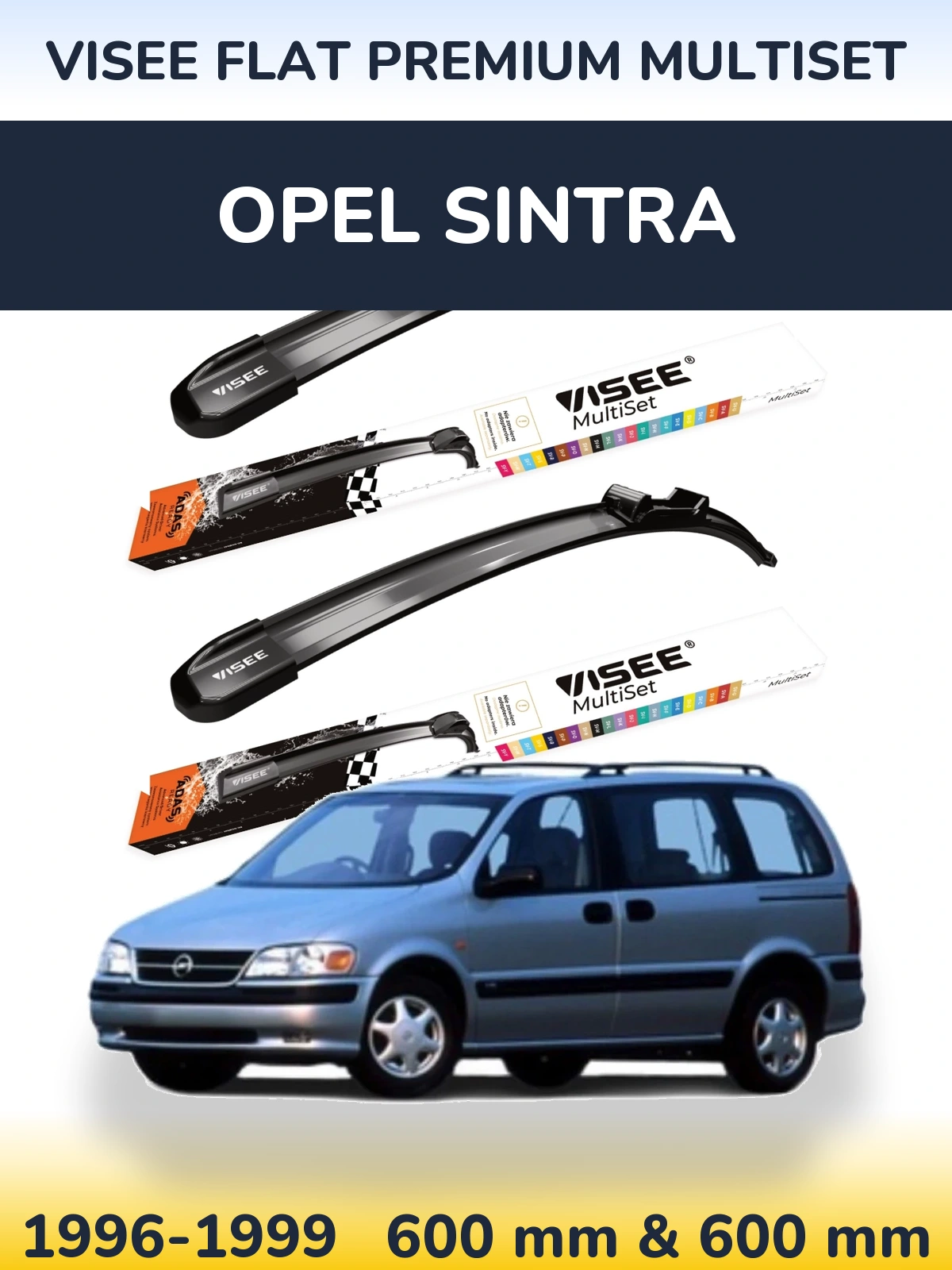Komplet przednich wycieraczek VISEE FLAT PREMIUM MultiSet 600 & 600 mm do Opel Sintra 1996-1999