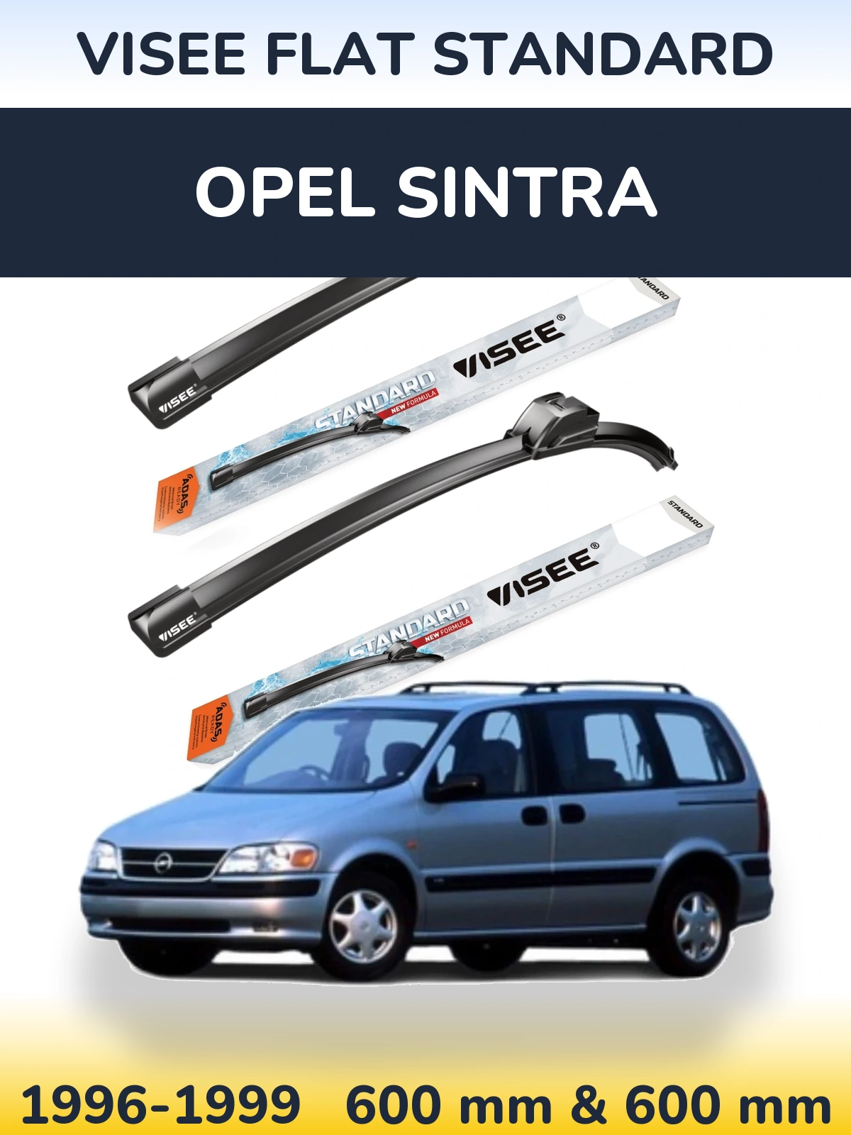 Front wiper blade set VISEE FLAT STANDARD 600 & 600 мм for Opel Sintra 1996-1999