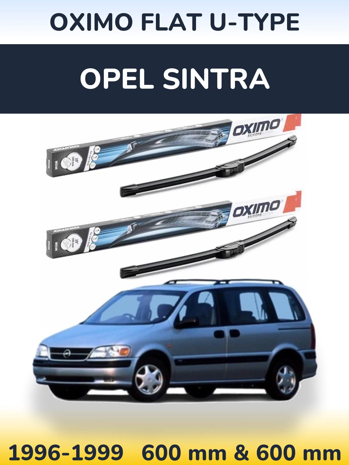 Front wiper blade set Oximo Flat U-type 600 & 600 мм for Opel Sintra 1996-1999