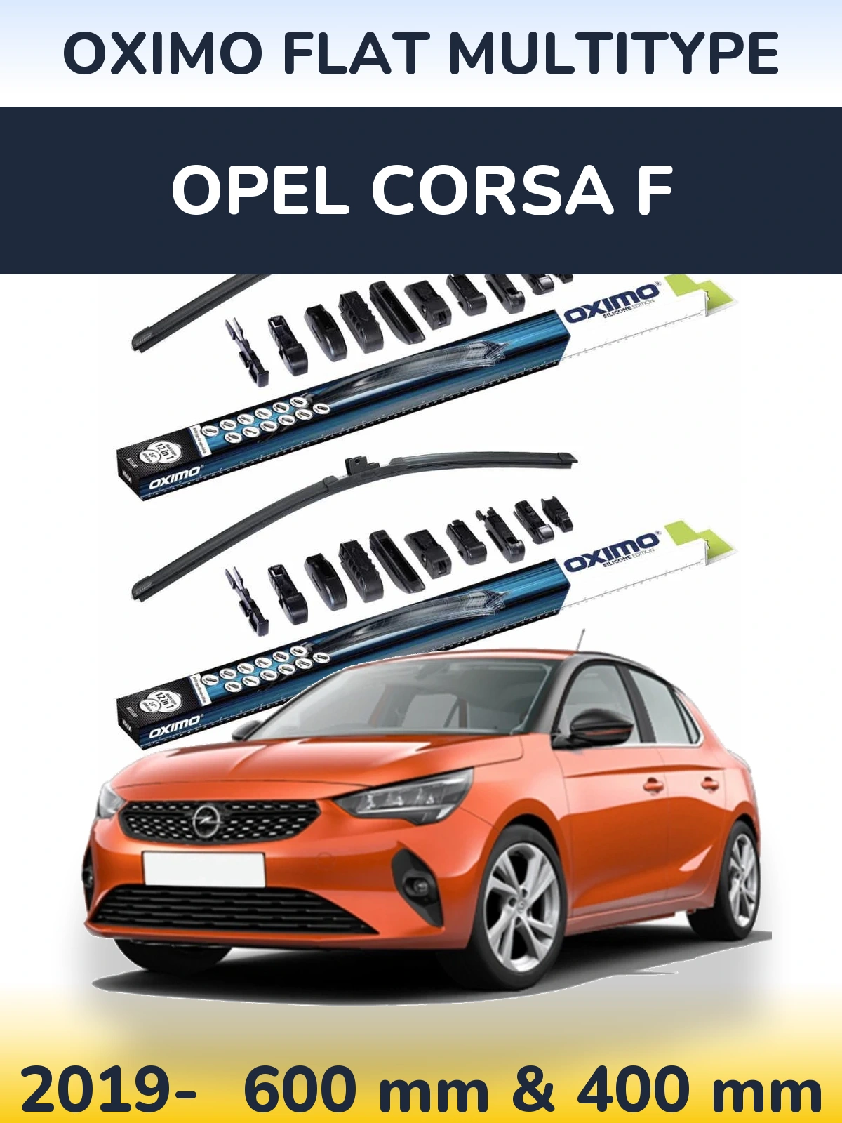 Комплект передніх щіток Oximo Flat MultiТипe 600 & 400 мм для Opel Corsa F 2019-2026