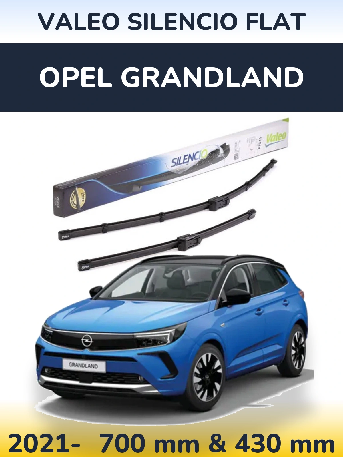 Front wiper blade set Valeo Silencio Flat 680 & 430 мм for Opel Grandland 2021-2026