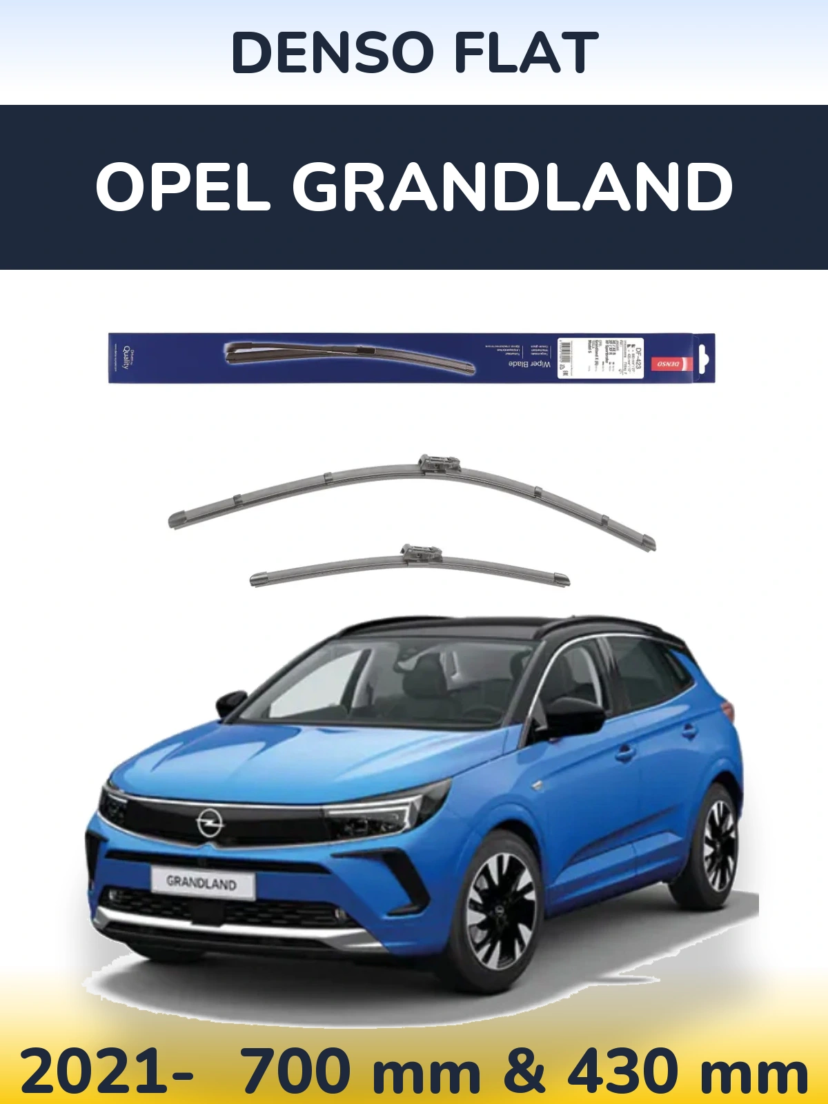 Front wiper blade set Denso Flat 680 & 430 мм for Opel Grandland 2021-2026