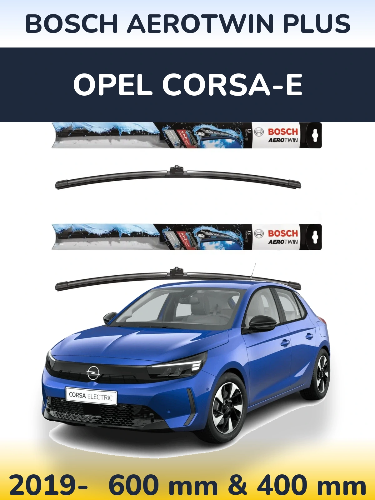 Komplet przednich wycieraczek BOSCH AeroTwin Plus 600 & 400 mm do Opel Corsa-e 2019-2026