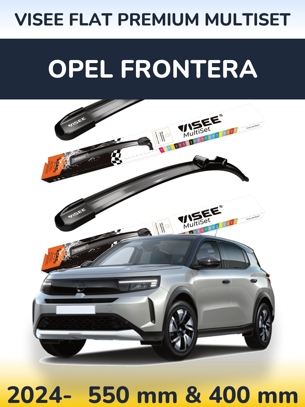Front wiper blade set VISEE FLAT PREMIUM MultiSet 550 & 400 мм for Opel Frontera 2024-2026