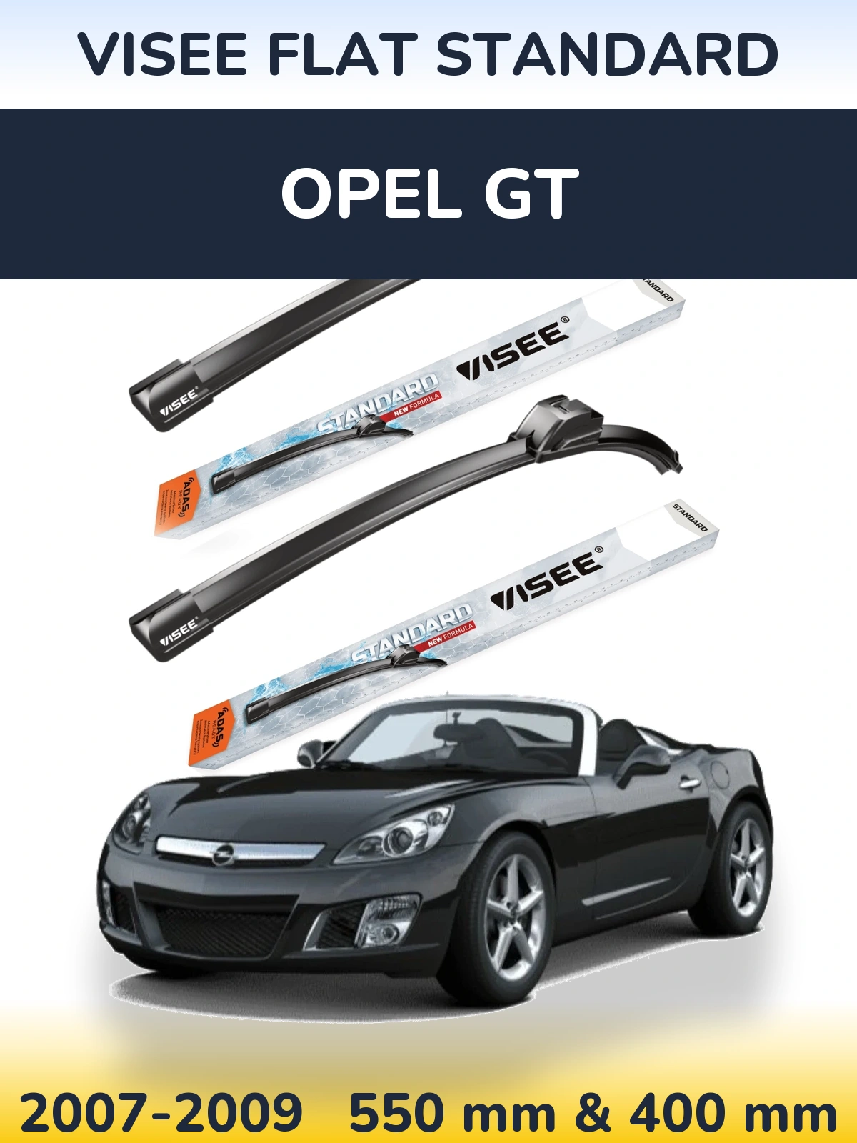 Комплект передніх щіток VISEE FLAT STANDARD 550 & 400 мм для Opel GT 2007-2009