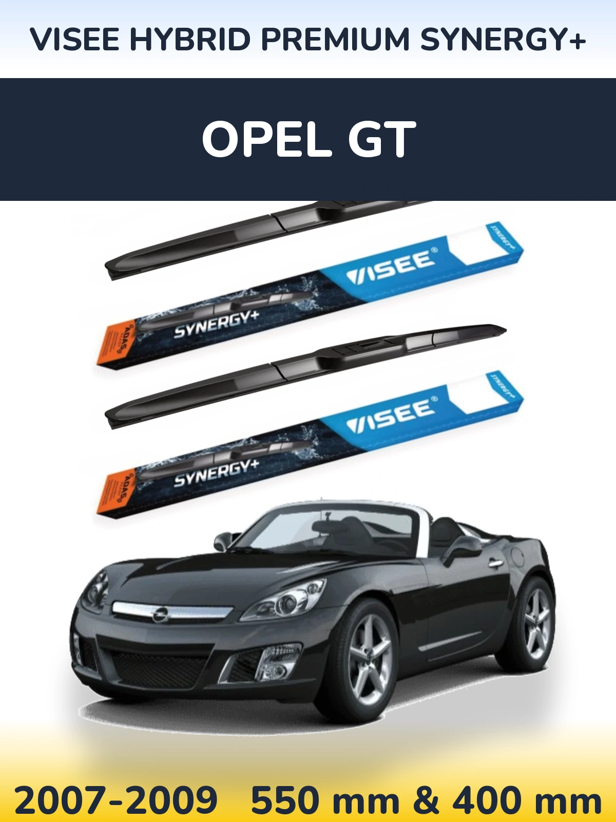 Front wiper blade set VISEE HYBRID PREMIUM SYNERGY+ 550 & 400 мм for Opel GT 2007-2009