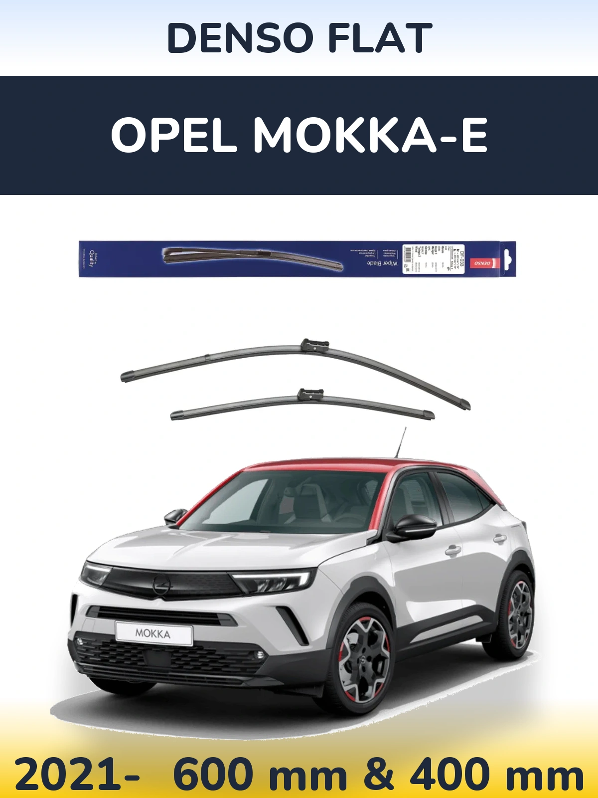 Комплект передних дворников Denso Flat 600 & 400 мм для Opel Mokka-e 2021-2026