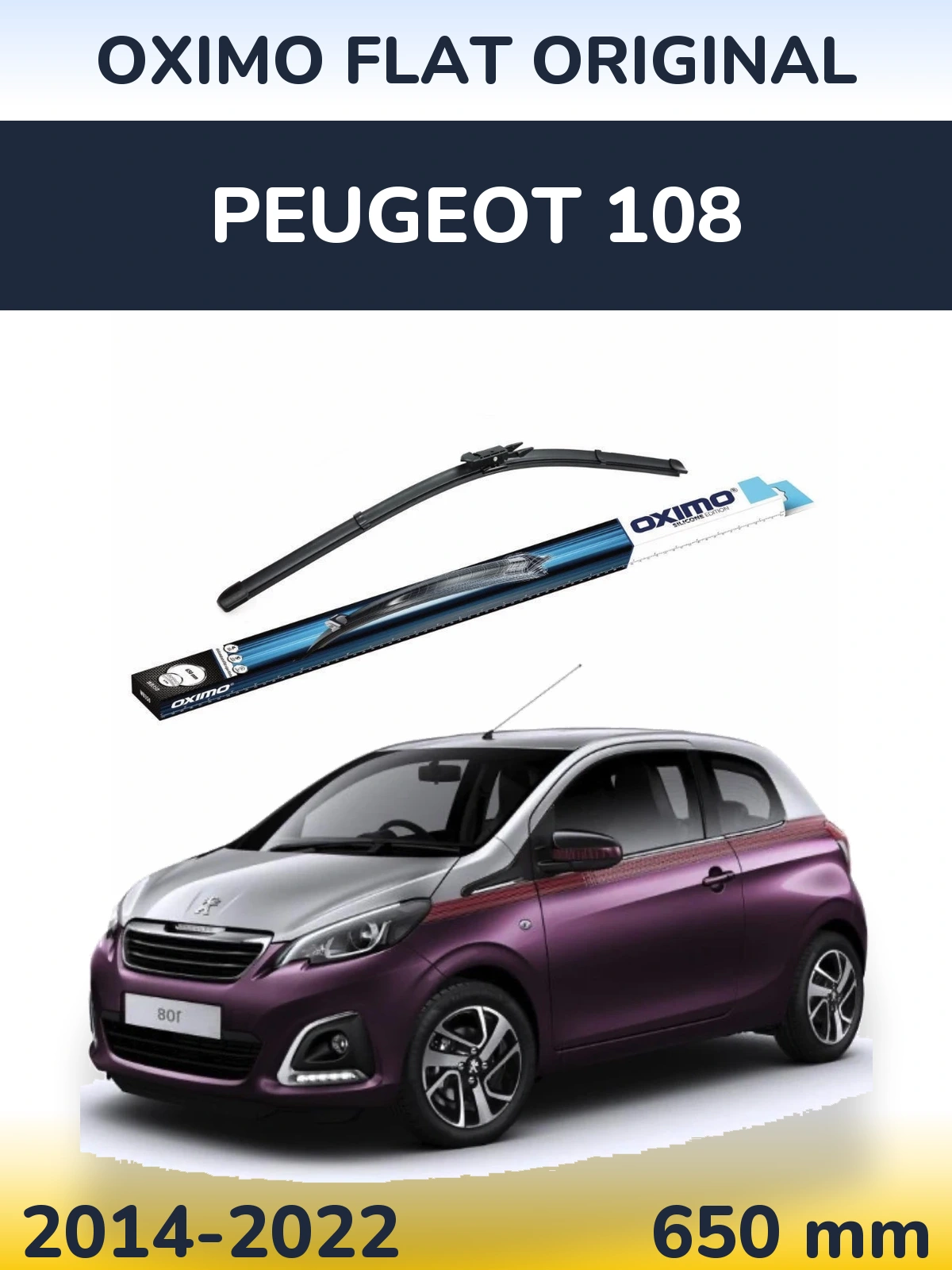 Przednia wycieraczka Oximo Flat Original 650 mm do Peugeot 108 2014-2022