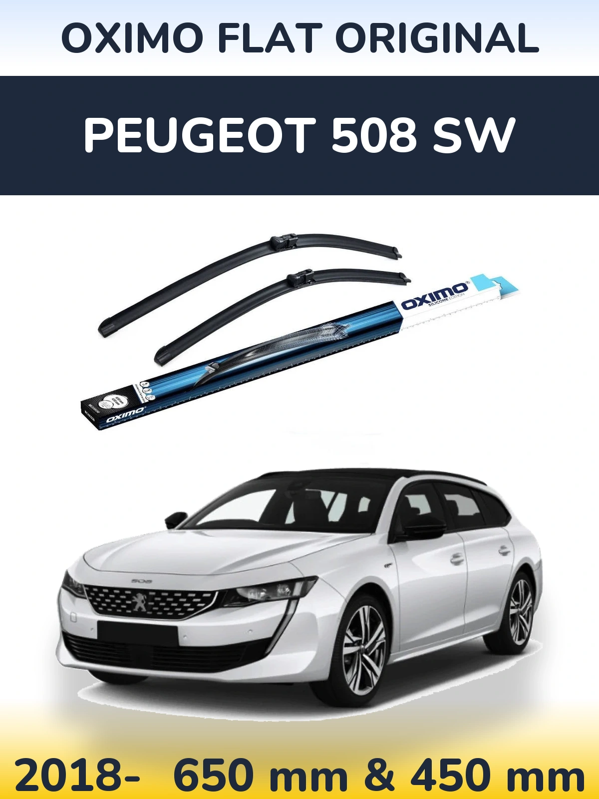 Komplet przednich wycieraczek Oximo Flat Original 650 & 450 mm do Peugeot 508 SW 2018-2026