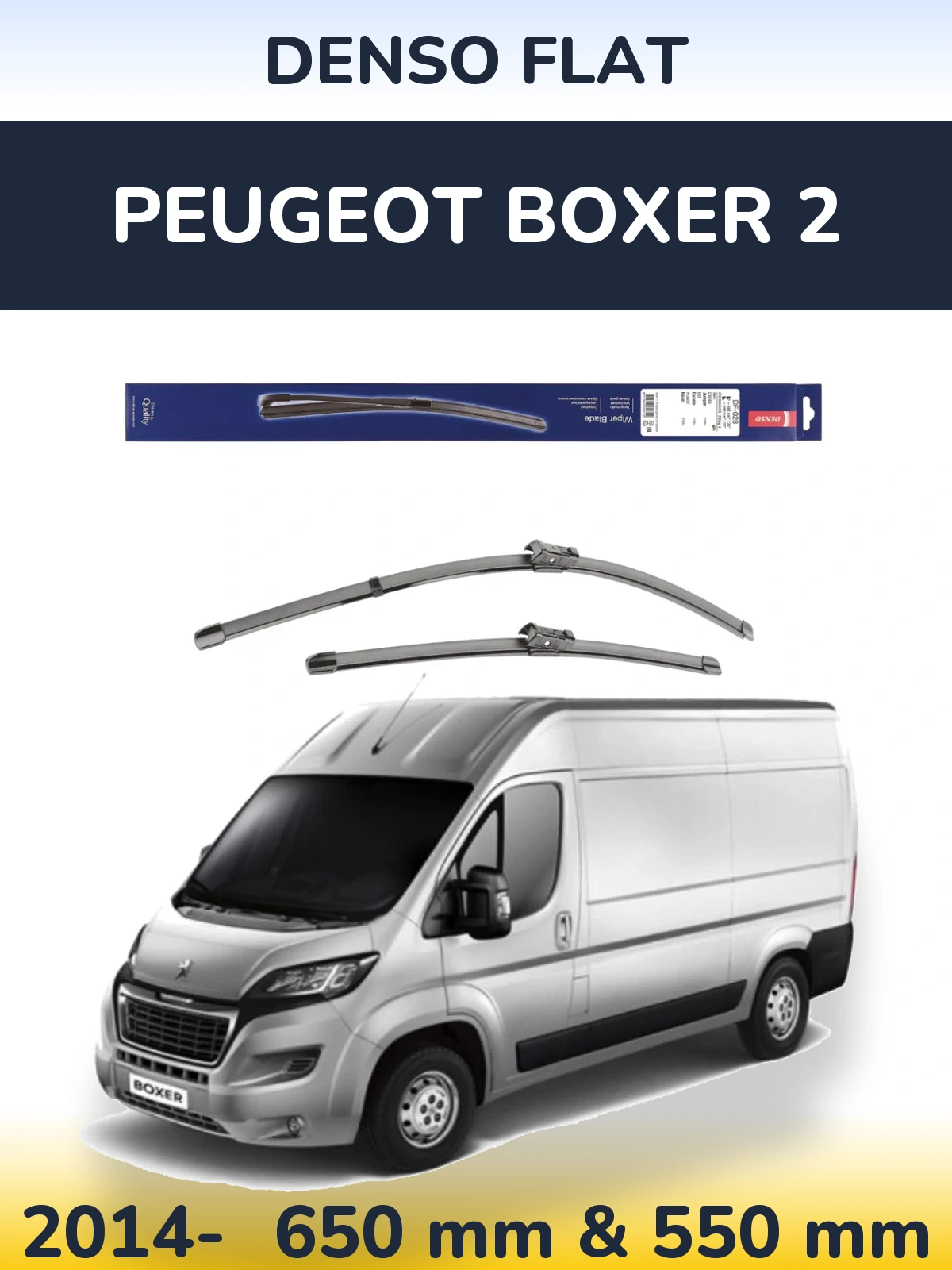 Front wiper blade set Denso Flat 650 & 550 мм for Peugeot Boxer 2 2014-2026