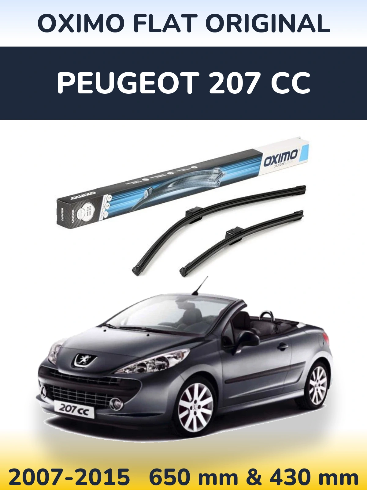 Комплект передних дворников Oximo Flat Original 650 & 430 мм для Peugeot 207 CC 2007-2015