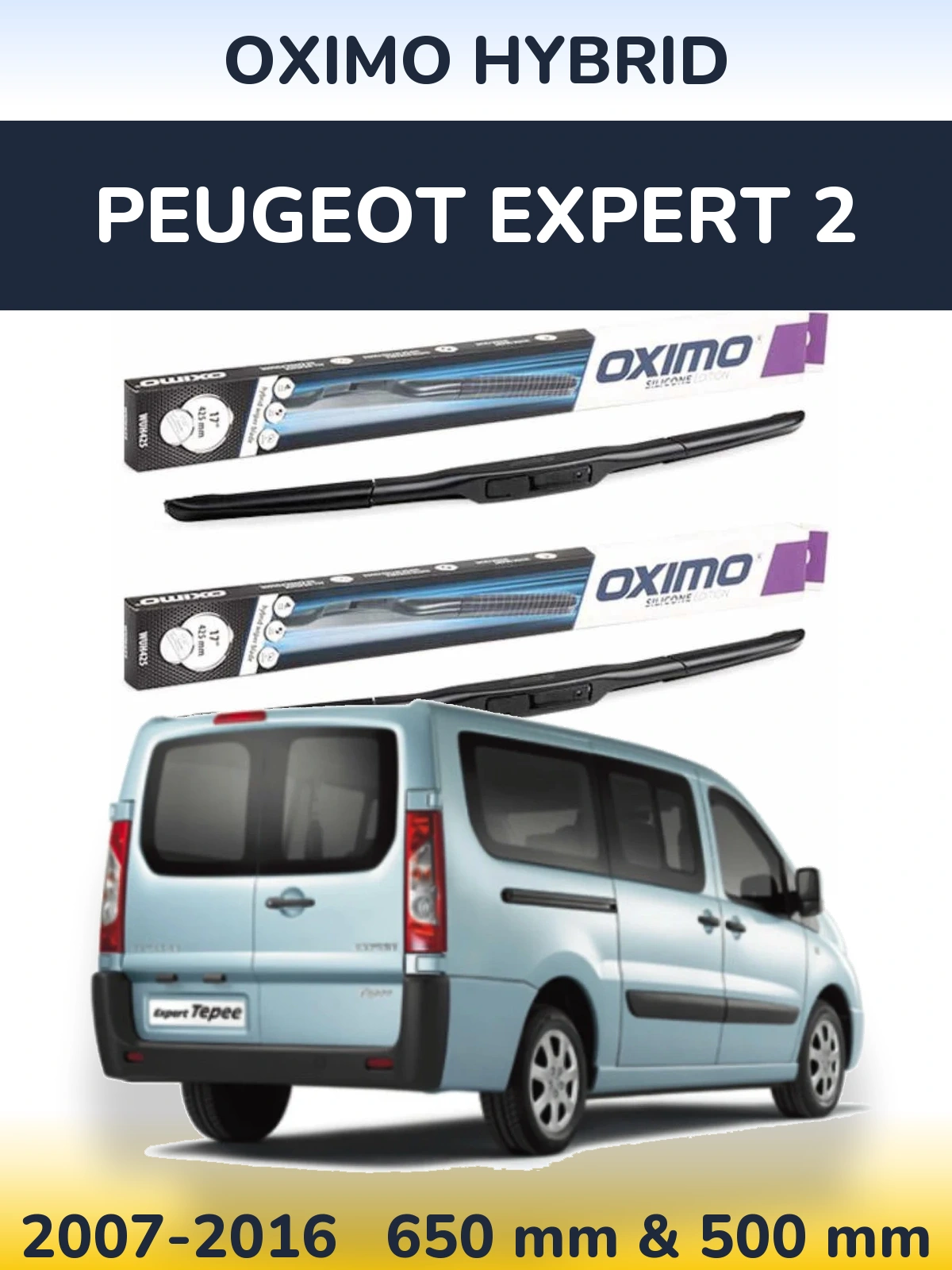 Front wiper blade set Oximo Hybrid 650 & 500 мм for Peugeot Expert 2 2007-2016