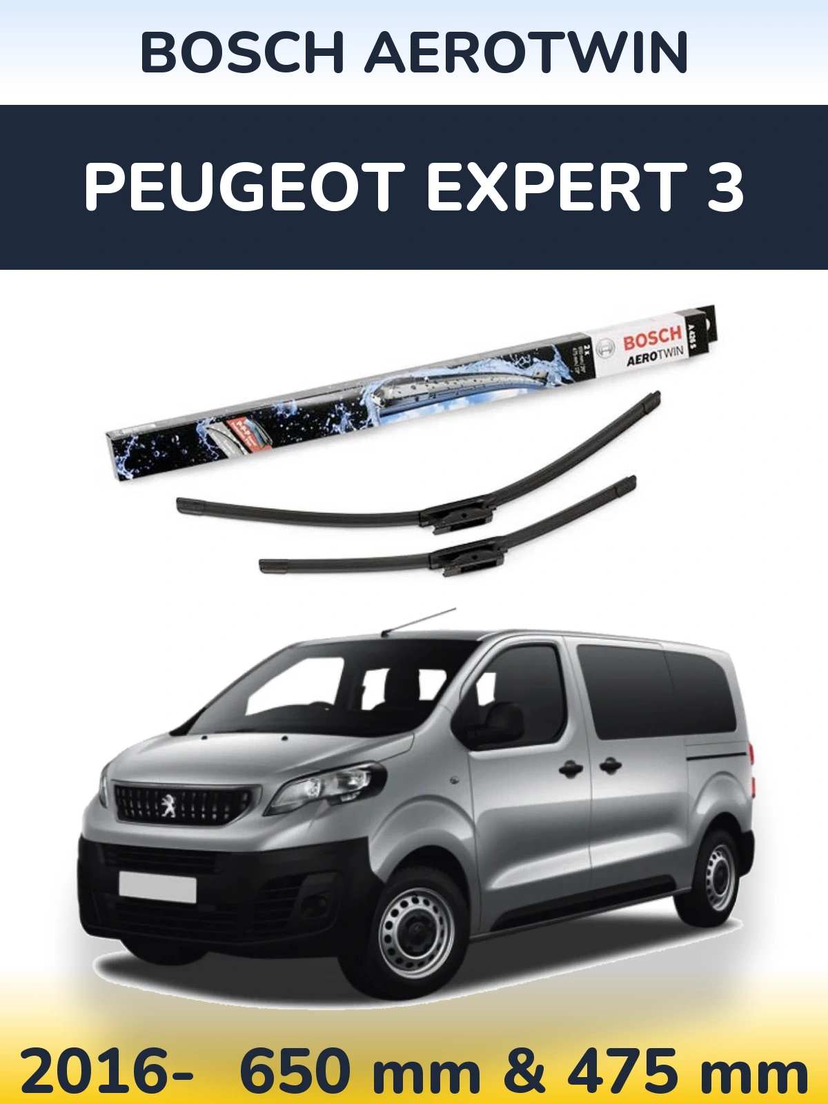 Komplet przednich wycieraczek BOSCH AeroTwin 650 & 475 mm do Peugeot Expert 3 2016-2026