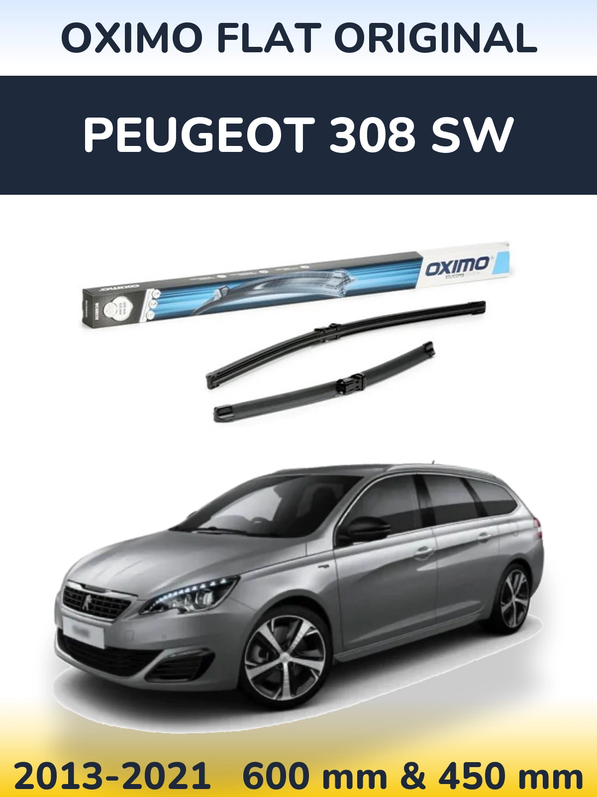 Komplet przednich wycieraczek Oximo Flat Original 600 & 450 mm do Peugeot 308 SW 2013-2021