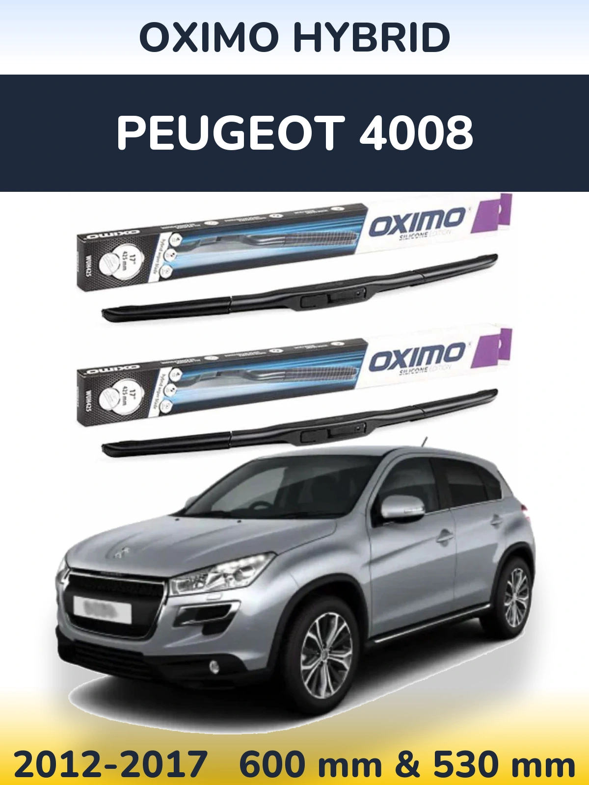 Komplet przednich wycieraczek Oximo Hybrid 600 & 530 mm do Peugeot 4008 2012-2017