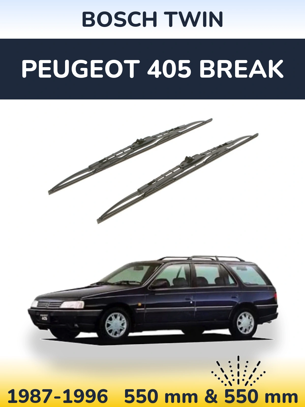 Komplet przednich wycieraczek BOSCH Twin 550 & 550 mm do Peugeot 405 Break 1987-1996