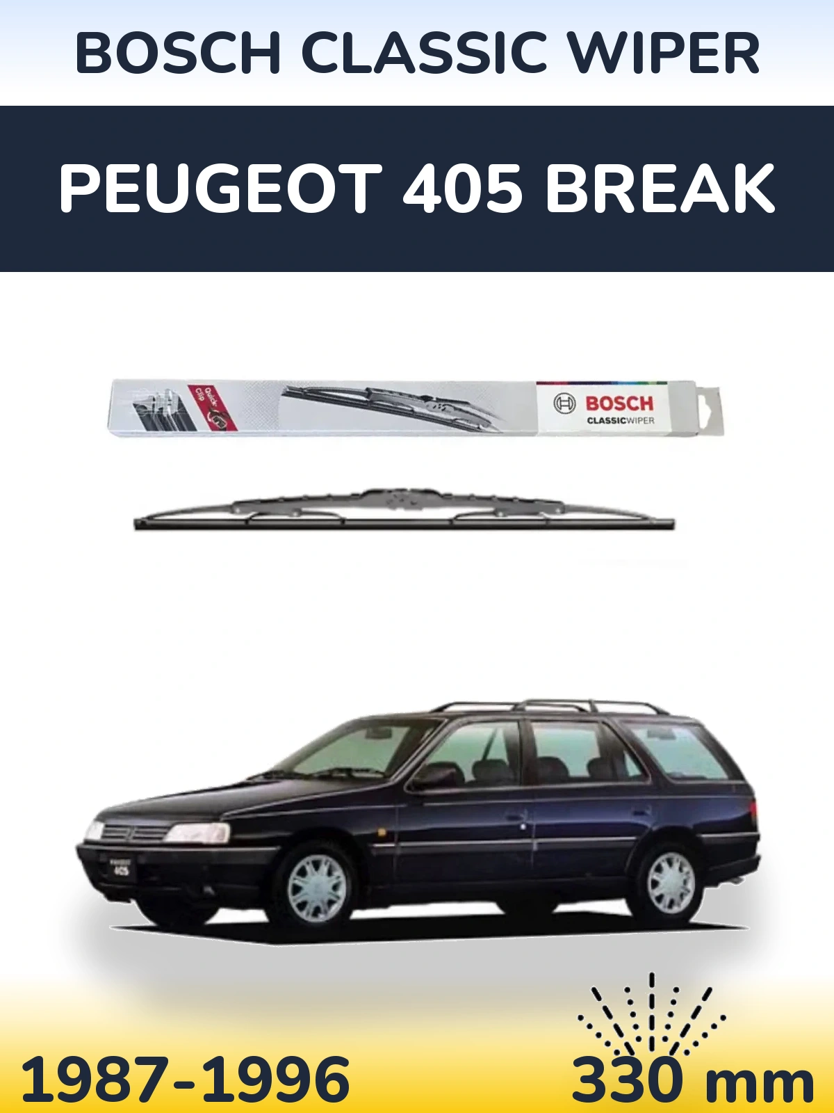 Rear wiper blade BOSCH Classic Wiper 340 мм for Peugeot 405 Break 1987-1996